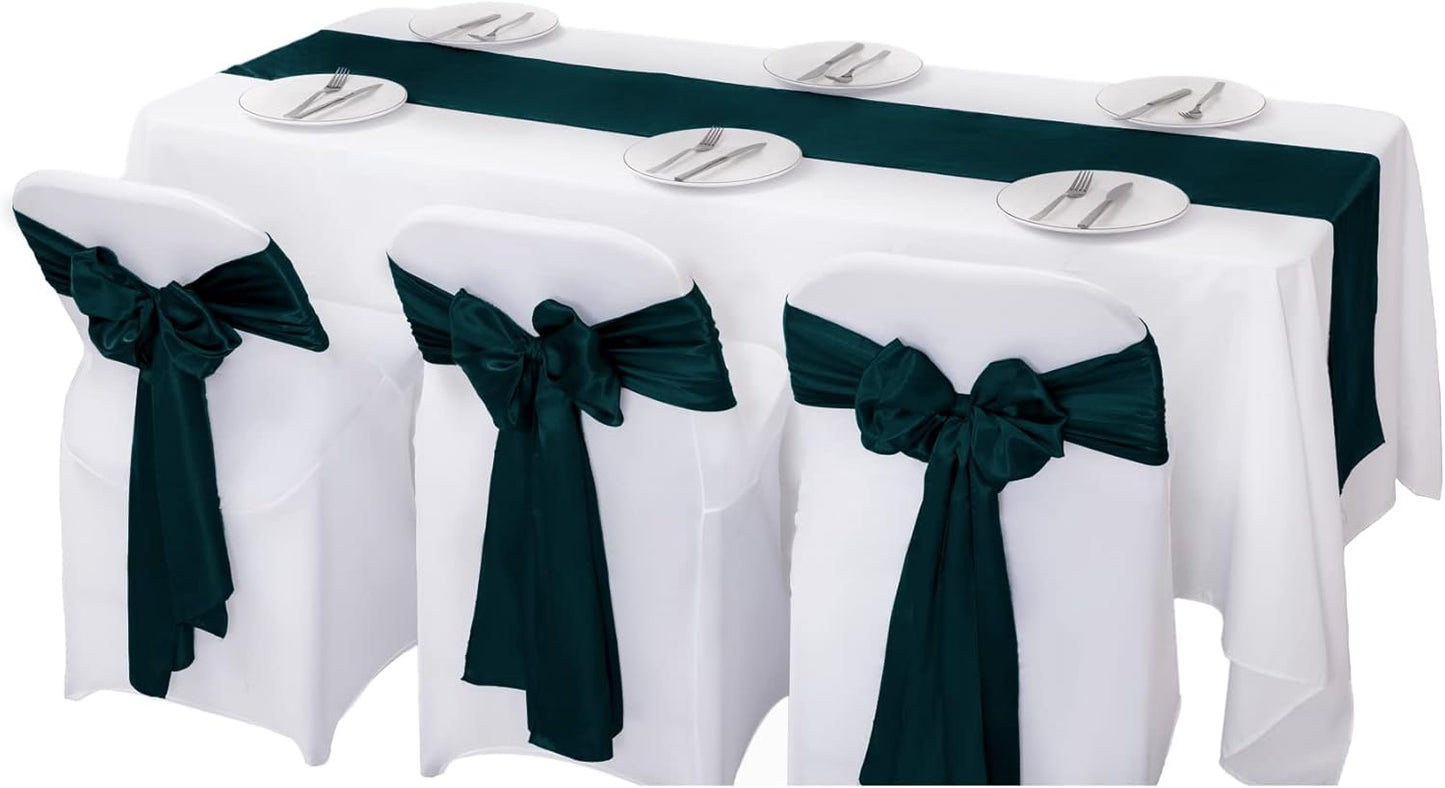 24Pack Table Runner 12 x 108 Inches Satin Silk Table Runner for Wedding, Birthday Party, Banquets, Graduations Decoration, fit Rectange and Round Table-Hunte
