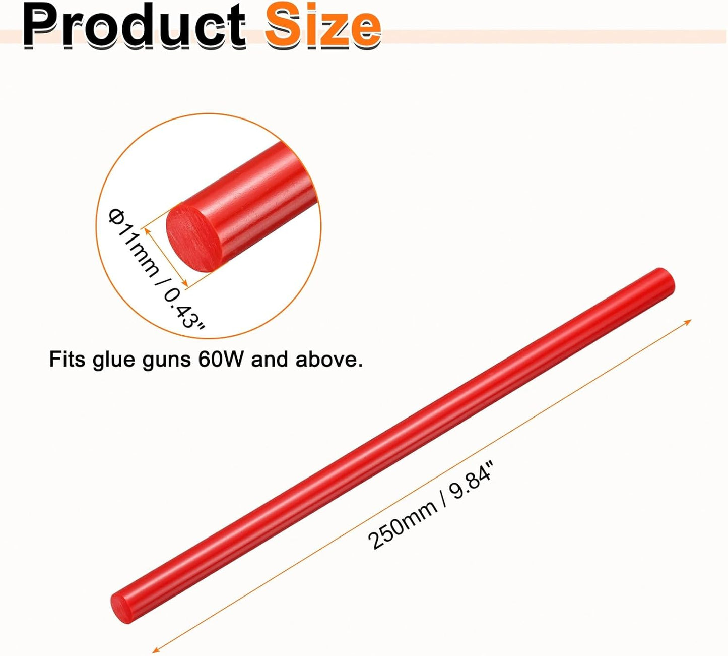 HARFINGTON 10pcs Hot Glue Sticks 0.43" Dia x 9.84" Long EVA Mini Hot Melt Adhesive Glue Stick for Hot Melt Gun Wood Plastic Glass Flowers Fabrics Foam, Red