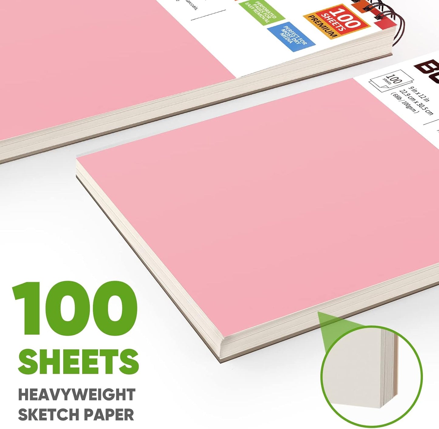 Soucolor Cute Sketchbook 9" x 12" for Women, 1-Pack 100 Sheets Spiral Notebook Drawing Pad for Girls, Pastel Girls' School Art Supplies for Beginner Artists, Arts and Crafts Gifts Set for Kids Adults