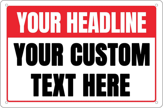 Custom Signs Outdoor Metal - 12 x 8 Personalized Entrance Garden Hazard Parking Signs for Business, Rust-Proof .040 Aluminum (Personalized Headline)