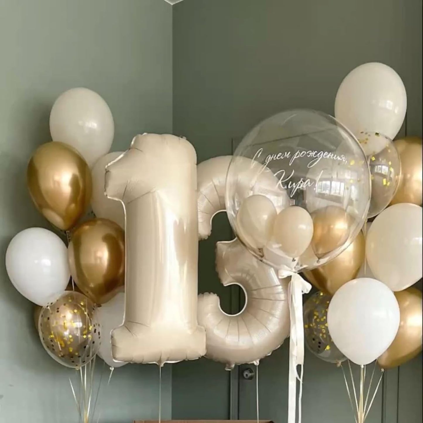 40 Inch Cream White Number1st Balloon Mylar Big Foil Helium Number 10th 11st 21 31 61 Balloon for Party Decorations,Digital Birthday Party Wedding, Boy Baby Shower Decorations (Cream No 1)