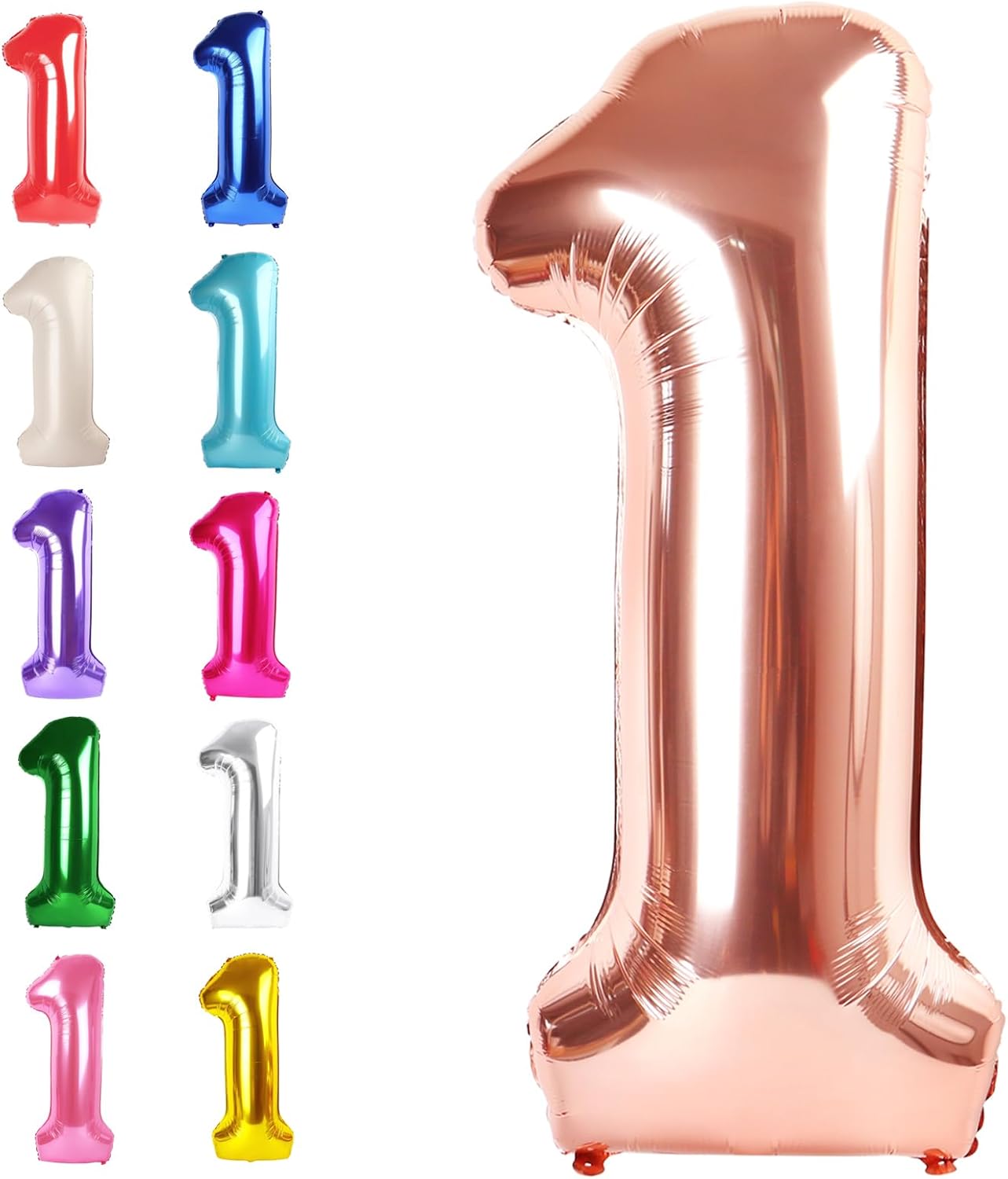 Rose Gold Number 1 Balloon 40 inch, Number 1 Birthday Balloons for Boy Girl, Rose Gold Foil One Balloon for 1st 10 11 12 16 18 Birthday Party, Anniversary Celebration Numbers Decorations