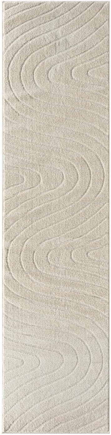 LUXE WEAVERS Modern Geometric Wave Cream 2x8 Area Rug