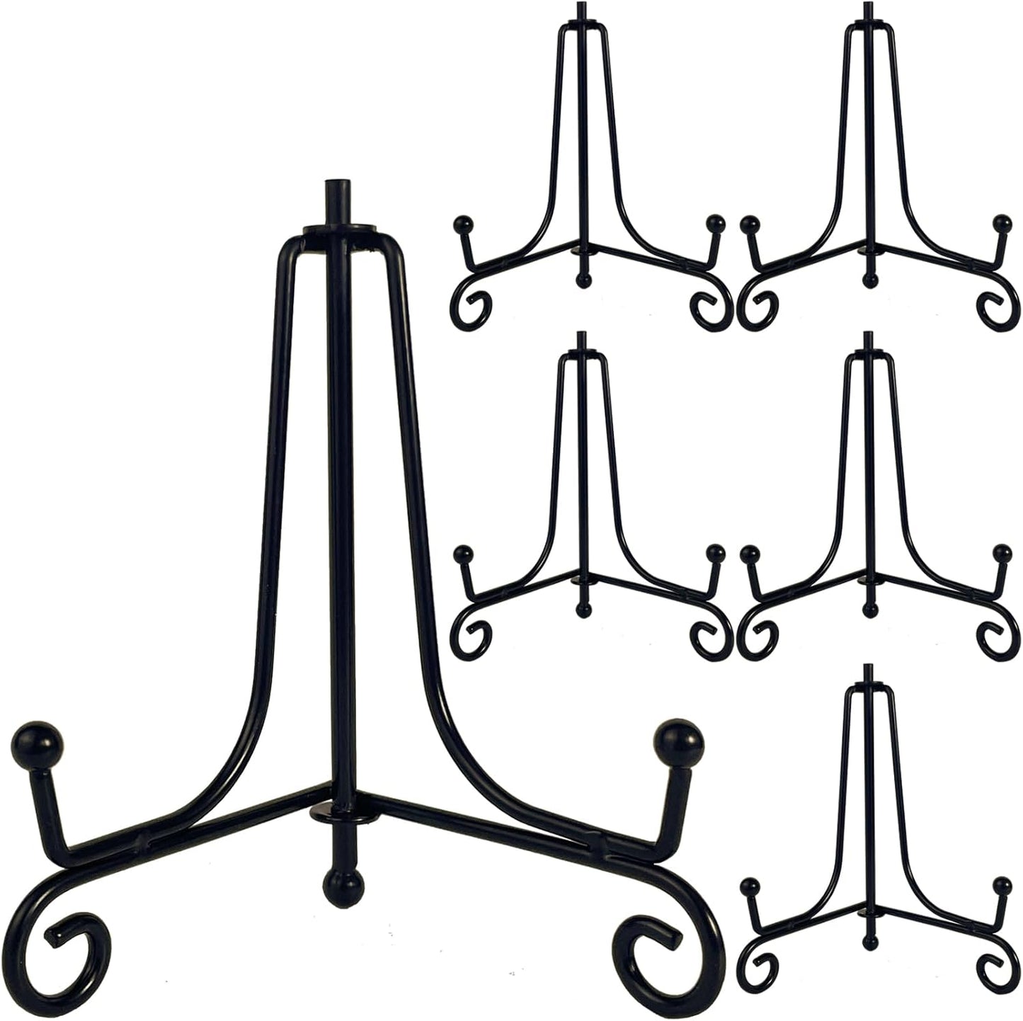 6PCS Premium Black Iron Plate Stands for Display 4 Inch, Decorative Solid Metal Plate Holders for Displaying, Mini Easel, Frame, Book, Card, Plaque, Bowl, Picture Stands for Display