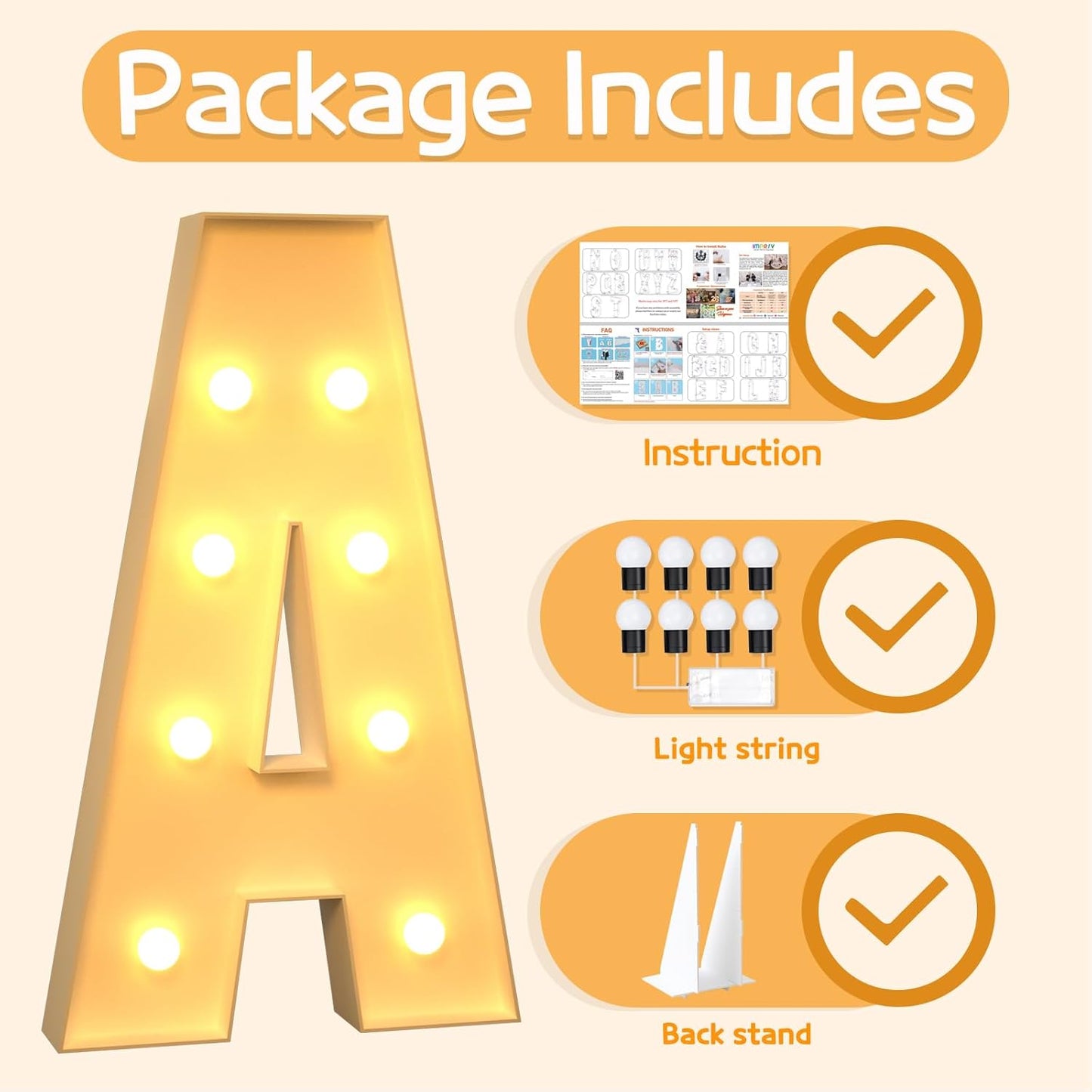 Marquee Letters 3 Feet Tall Large Light Up Letters A Baby Shower Decorations Marry Me Engagement Party Decor Yellow Light Birthday Decorations Balloon Arch Kit Foam Sign A