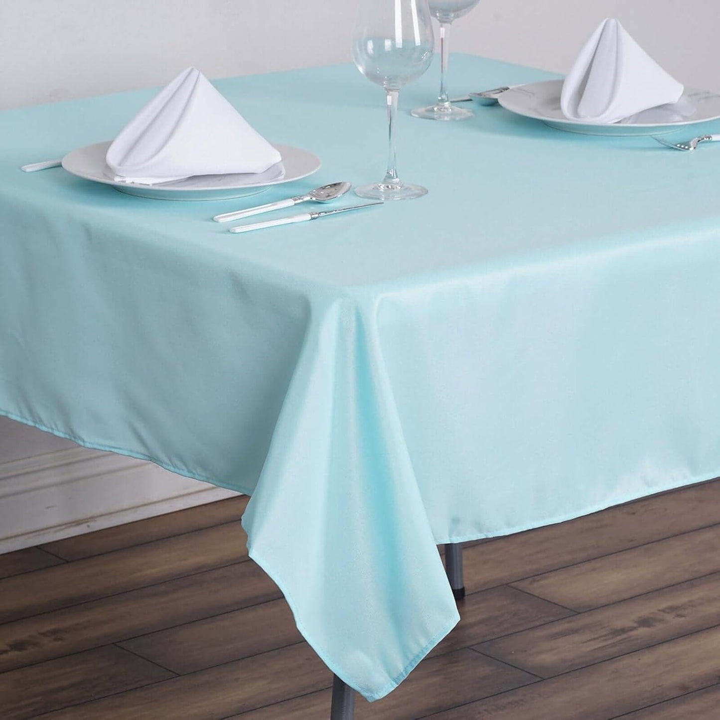 Efavormart 54x54 Light Blue Wholesale Linens Seamless Polyester Square Linen Tablecloth for Wedding Banquet Party Restaurant