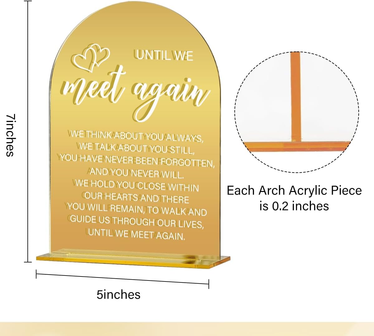 Acrylic Wedding Sign, Bridal Shower Decorations, Until We Meet Again Sign for Ceremony, Modern Font Table Signs, Gold Mirror Arched Acrylic Tabletop Signs for Wedding Reception and Event Party