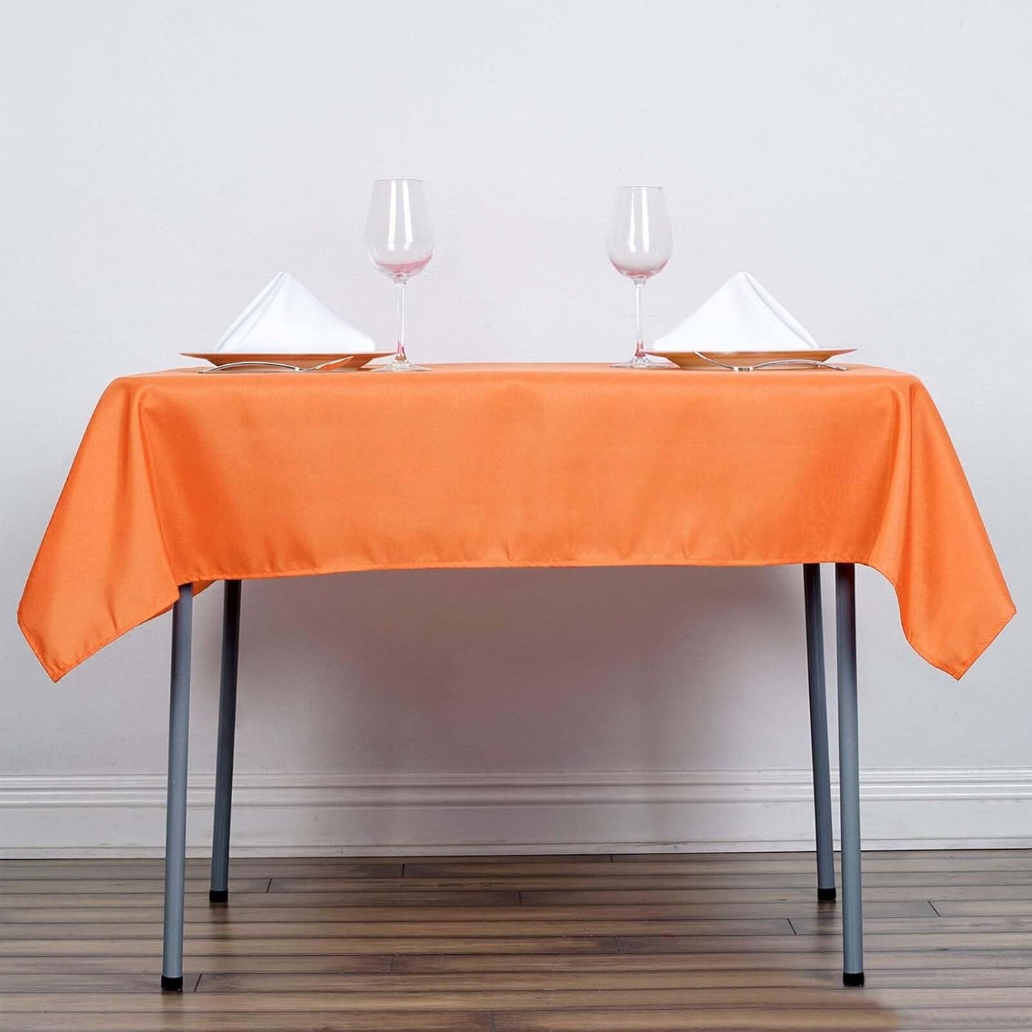 Efavormart 54x54 Orange Wholesale Linens Seamless Polyester Square Linen Tablecloth for Wedding Banquet Party Restaurant