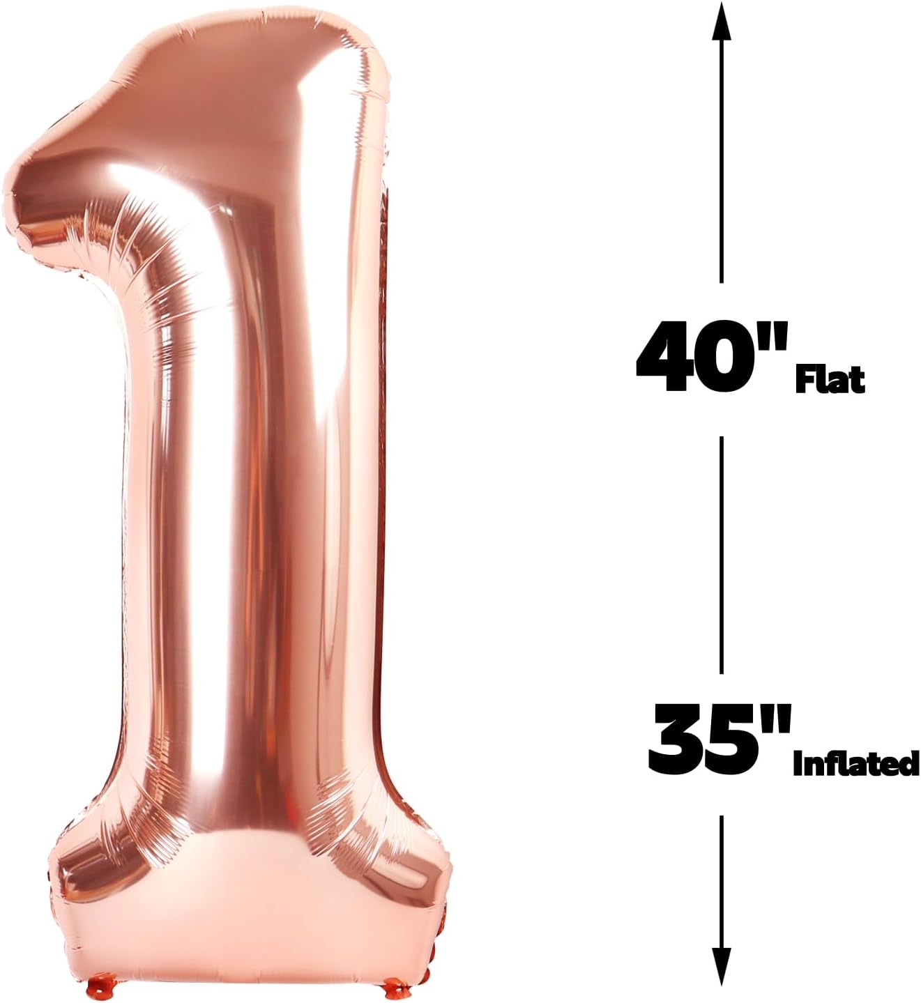 Rose Gold Number 1 Balloon 40 inch, Number 1 Birthday Balloons for Boy Girl, Rose Gold Foil One Balloon for 1st 10 11 12 16 18 Birthday Party, Anniversary Celebration Numbers Decorations