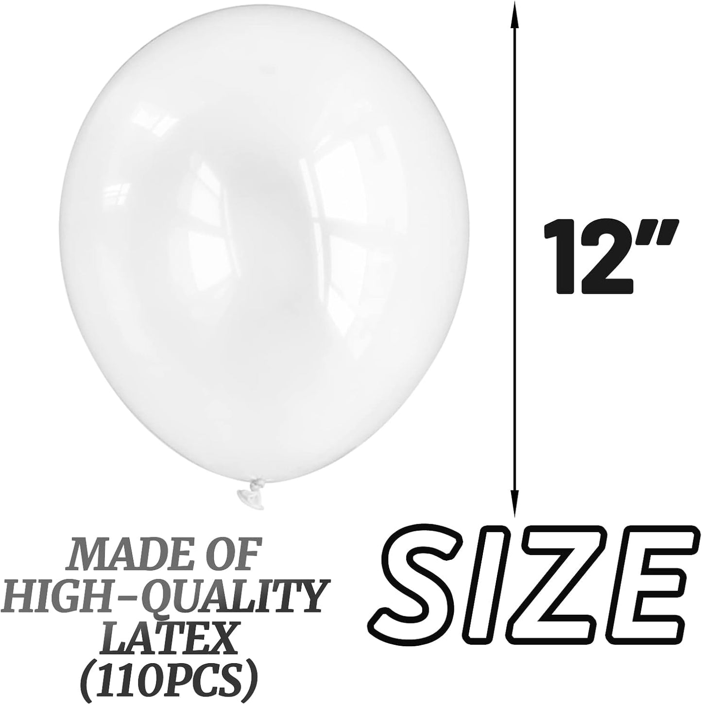 110pcs Clear Balloons, Clear Latex Balloons 12 inch, Transparent Balloon for Birthday Party Baby Shower Wedding(with 2 Ribbons)