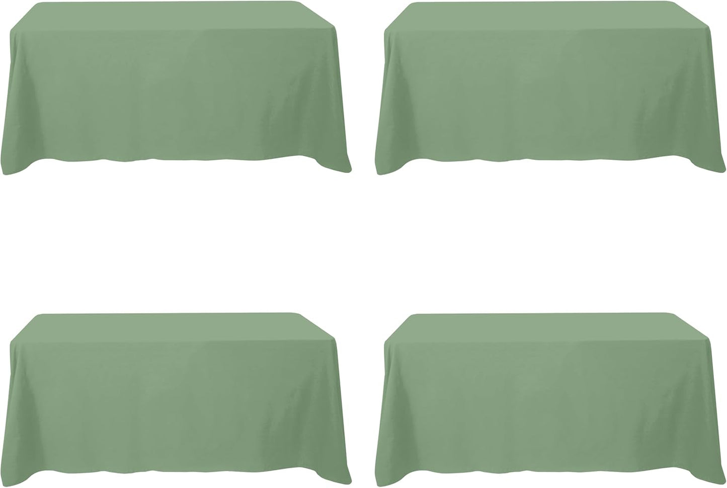 BRILLMAX 4 Pack Sage Green Tablecloths for 6 Foot Rectangle Tables 90 x 132 Inch - 6ft Rectangular Bulk Linen Polyester Fabric Washable Cloth Cover for Wedding Reception Banquet Birthday Party