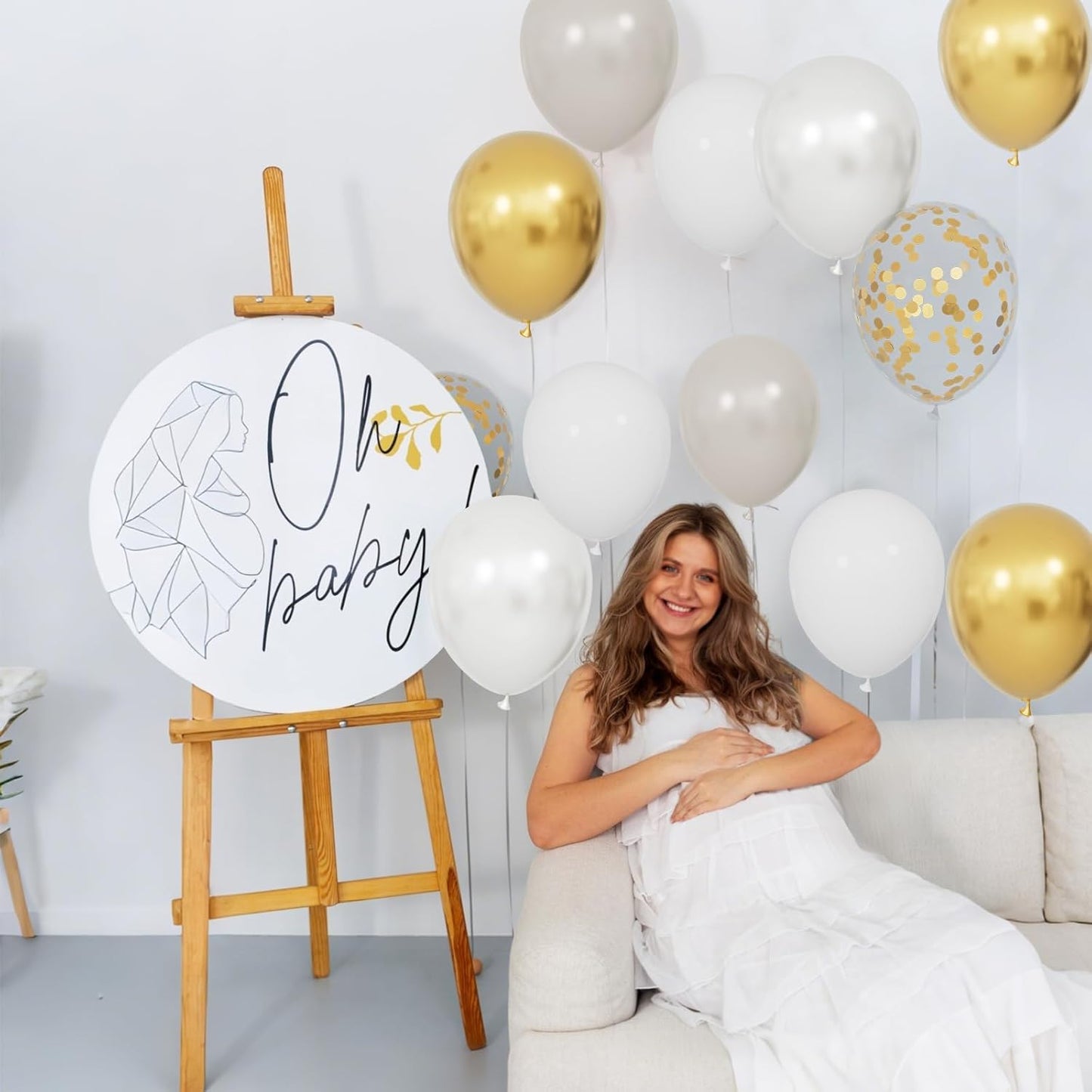 68Pcs Sand White Gold Confetti Balloons Kit 12 Inch Ballons Beige Pearl White Balloon Gold Party Balloons with Ribbons for Birthday Wedding engagement Baby Shower Graduation Decorations.