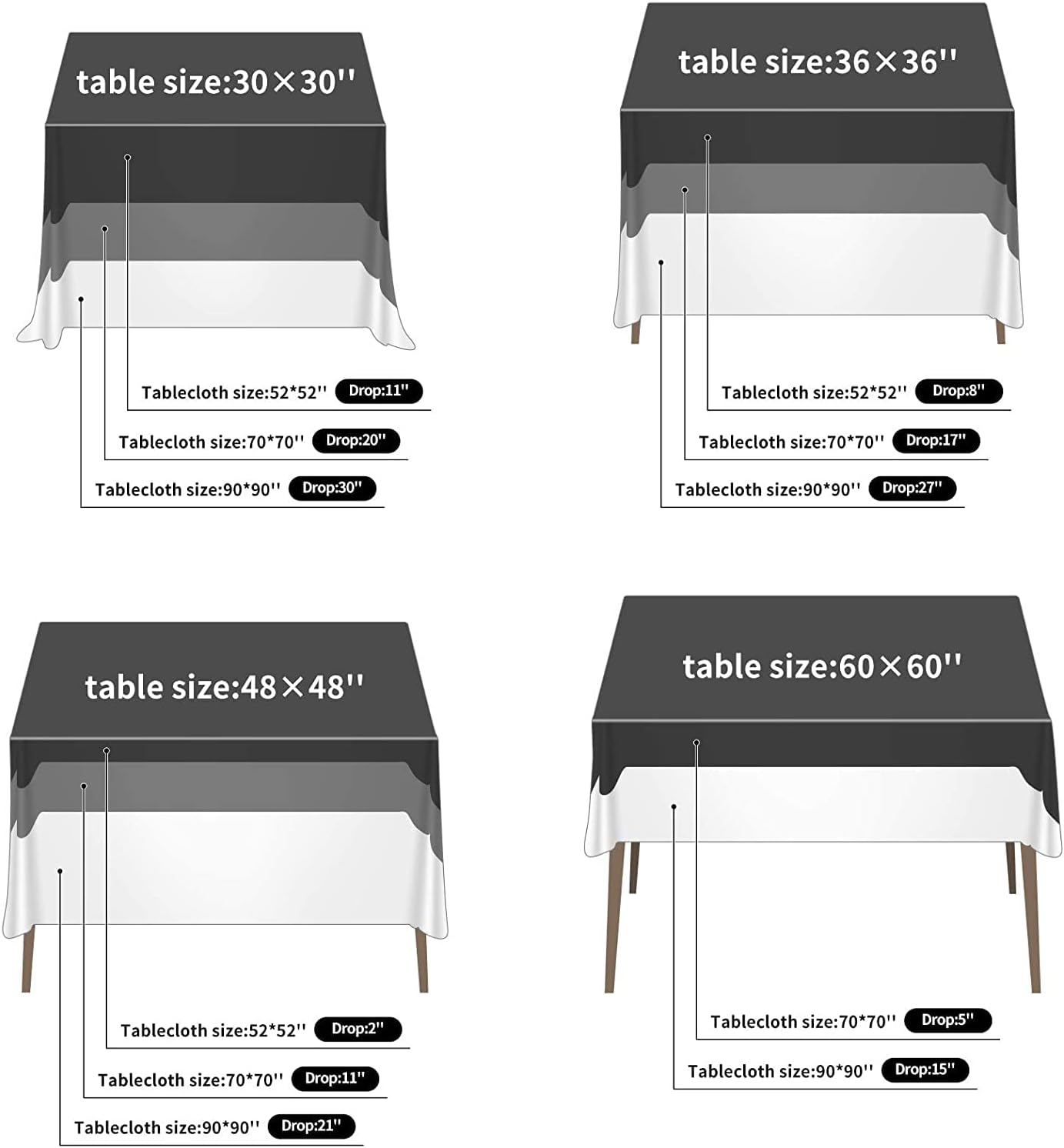 Fokitut 2 Pack Waterproof Square Tablecloth, 52x52 Inch, Stain Resistant and Wrinkle Polyester Table Cloth, Fabric Table Cover for Kitchen Dining, Wedding, Party, Holiday Dinner-Red