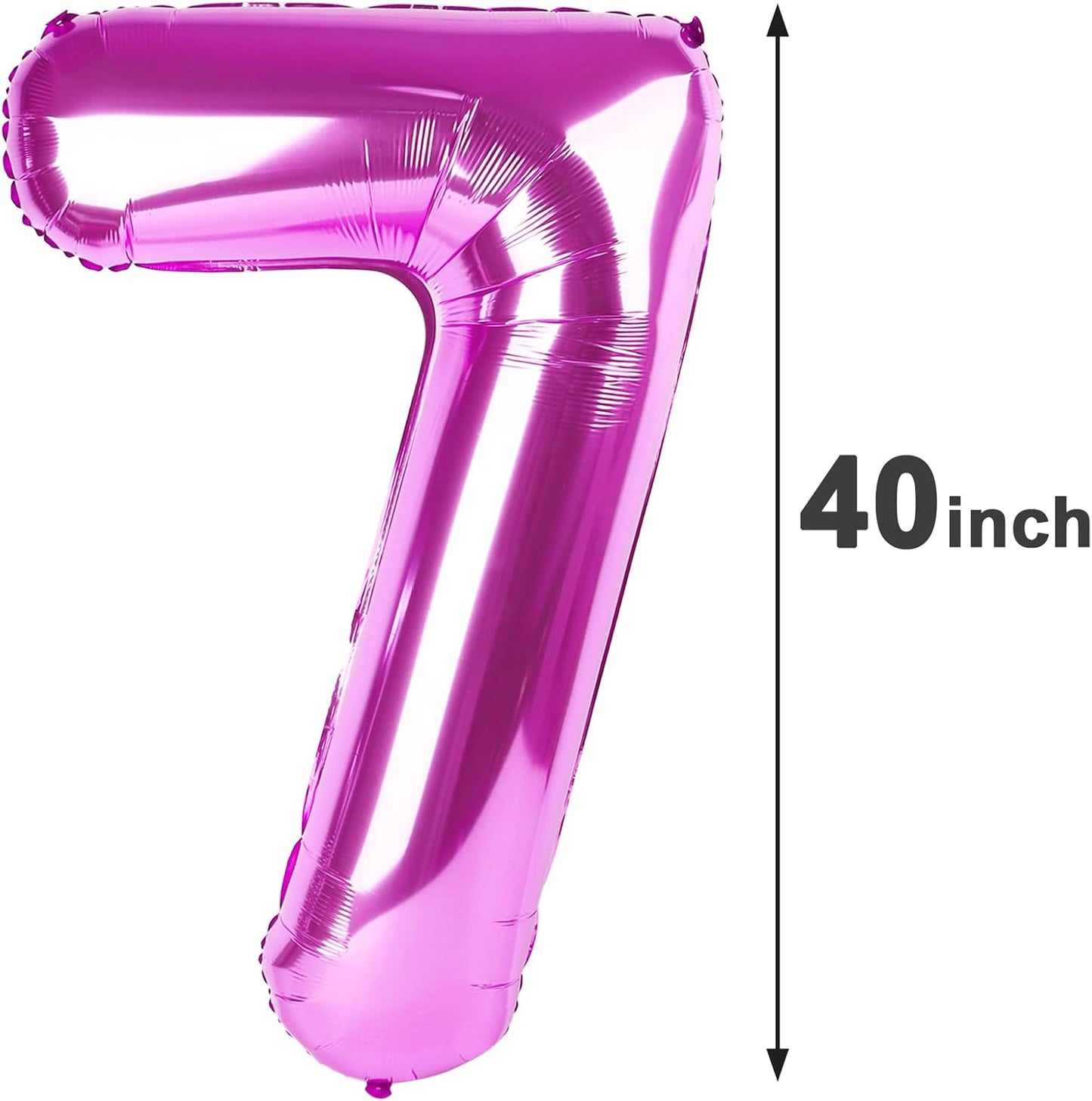 Rosy Purple Number 7 Birthday Balloon 40 Inch, Digital Balloons for 7 17 27 70 77 Party Celebration Decorations Supplies,Rosy Purple Mylar Foil Numbers Balloon for Seven Wedding Anniversary