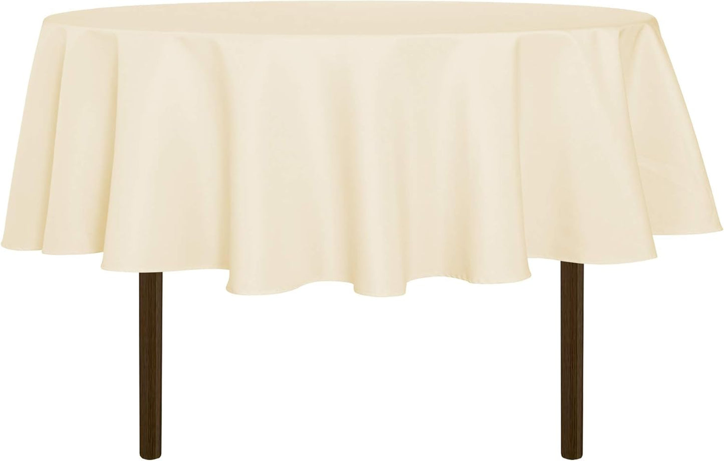 sancua Round Tablecloth - 60 Inch - Water Resistant Spill Proof Washable Polyester Table Cloth Decorative Fabric Table Cover for Dining Tables, Buffet Parties and Camping, Beige
