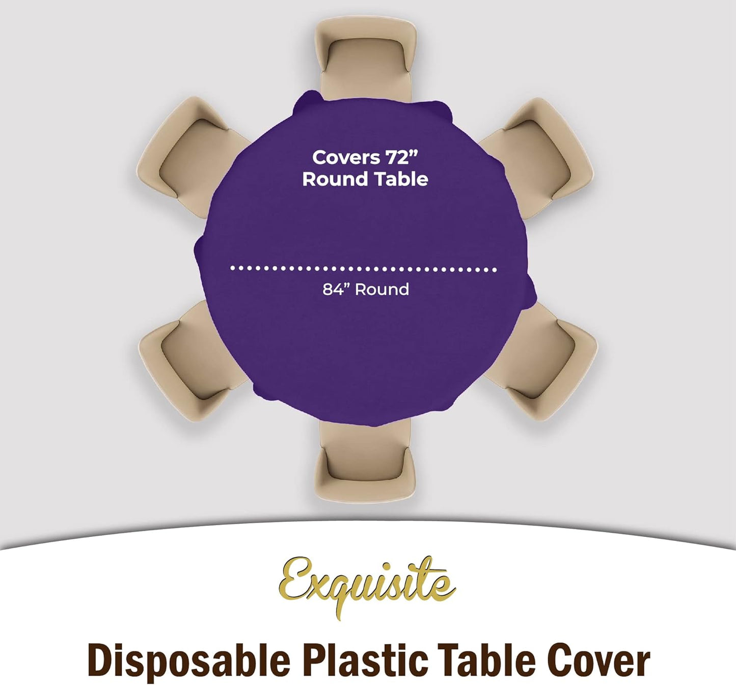 Party Solids 12-Pack Premium Plastic 84-Inch Round Tablecloth - Purple