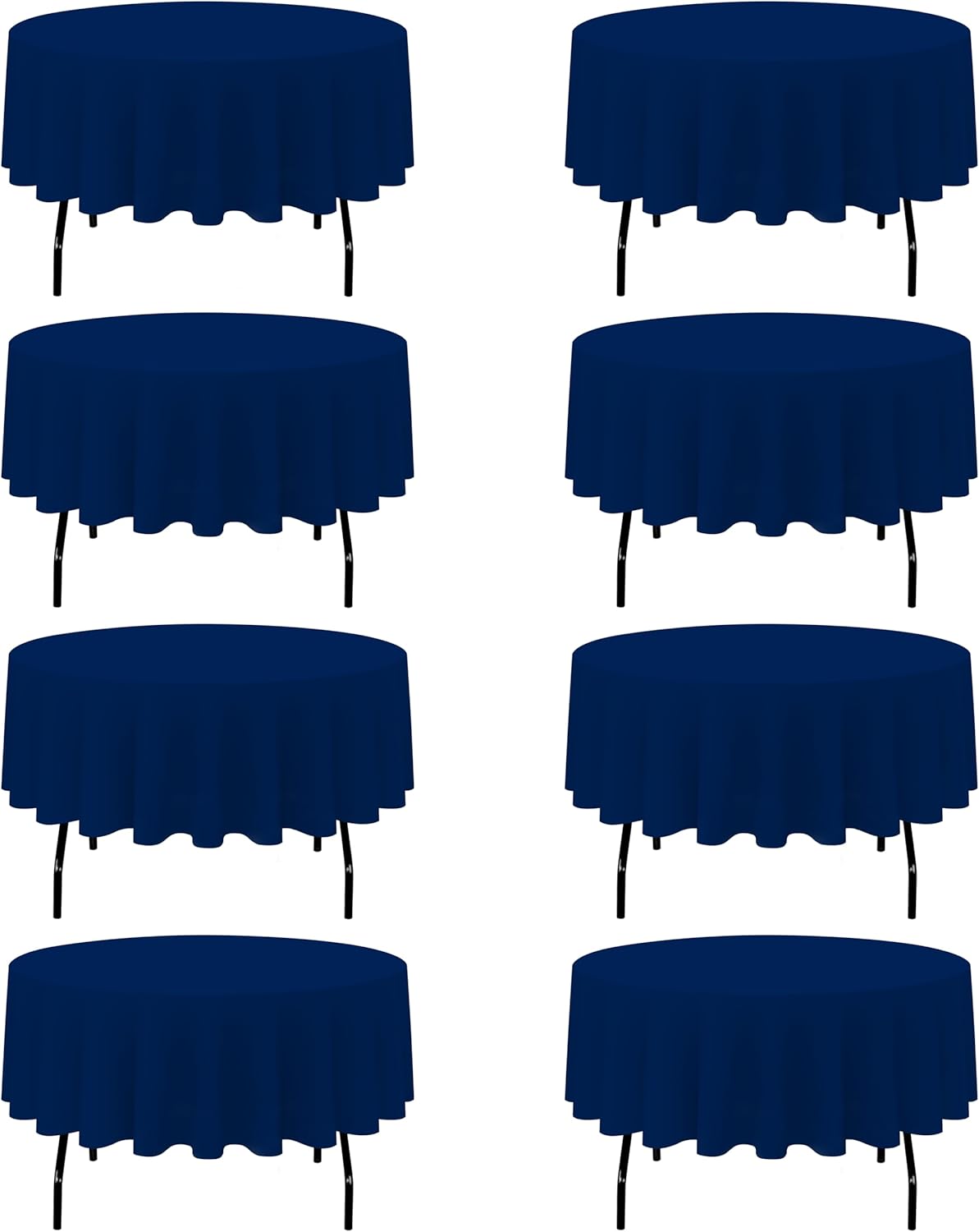 BRILLMAX 8 Pack Navy Blue Round Tablecloths 90 Inch - Circle Bulk Linen Polyester Fabric Washable Table Cloth Cover for Wedding Reception Banquet Birthday Party Buffet Restaurant
