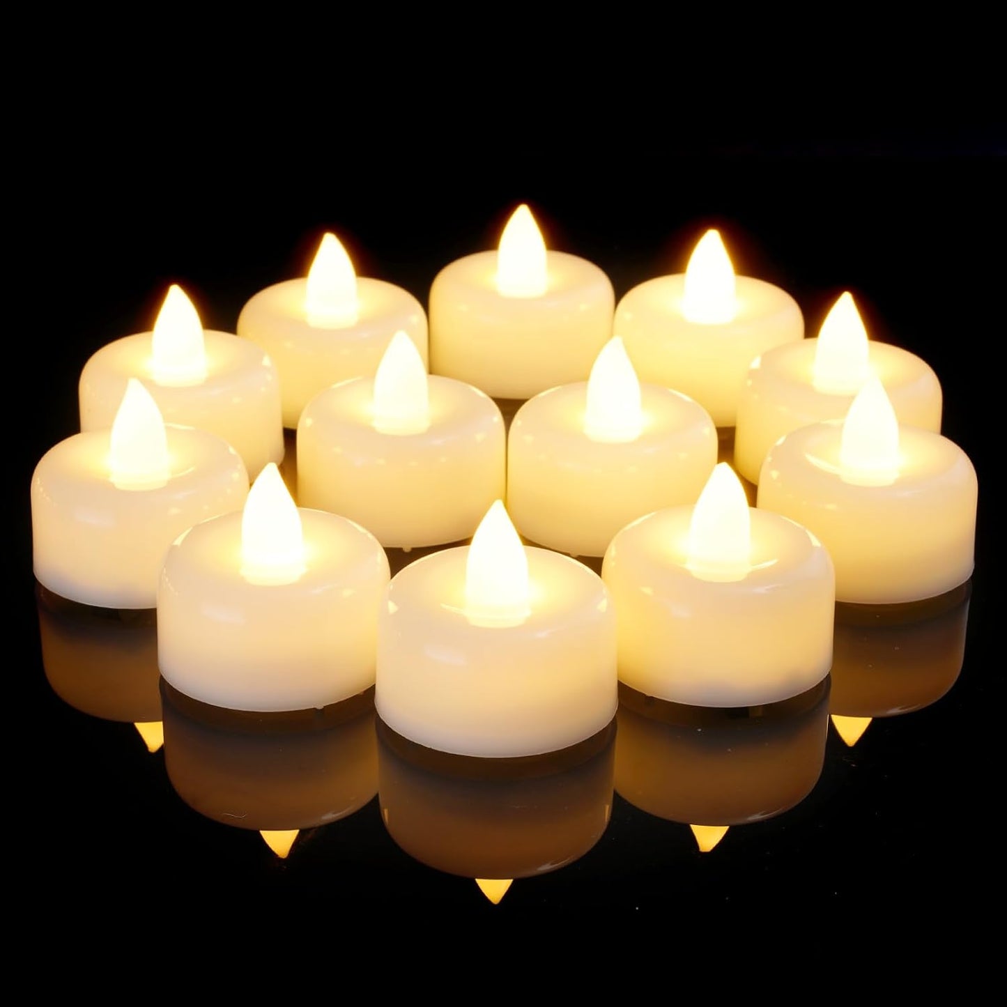 Amagic 50Pack Flameless LED Tea Lights Candles Battery Operated, Electric Fake Tealight Candles for Votive, Halloween, Christmas, Home Decor, Wedding, Table Decor (50Pack)