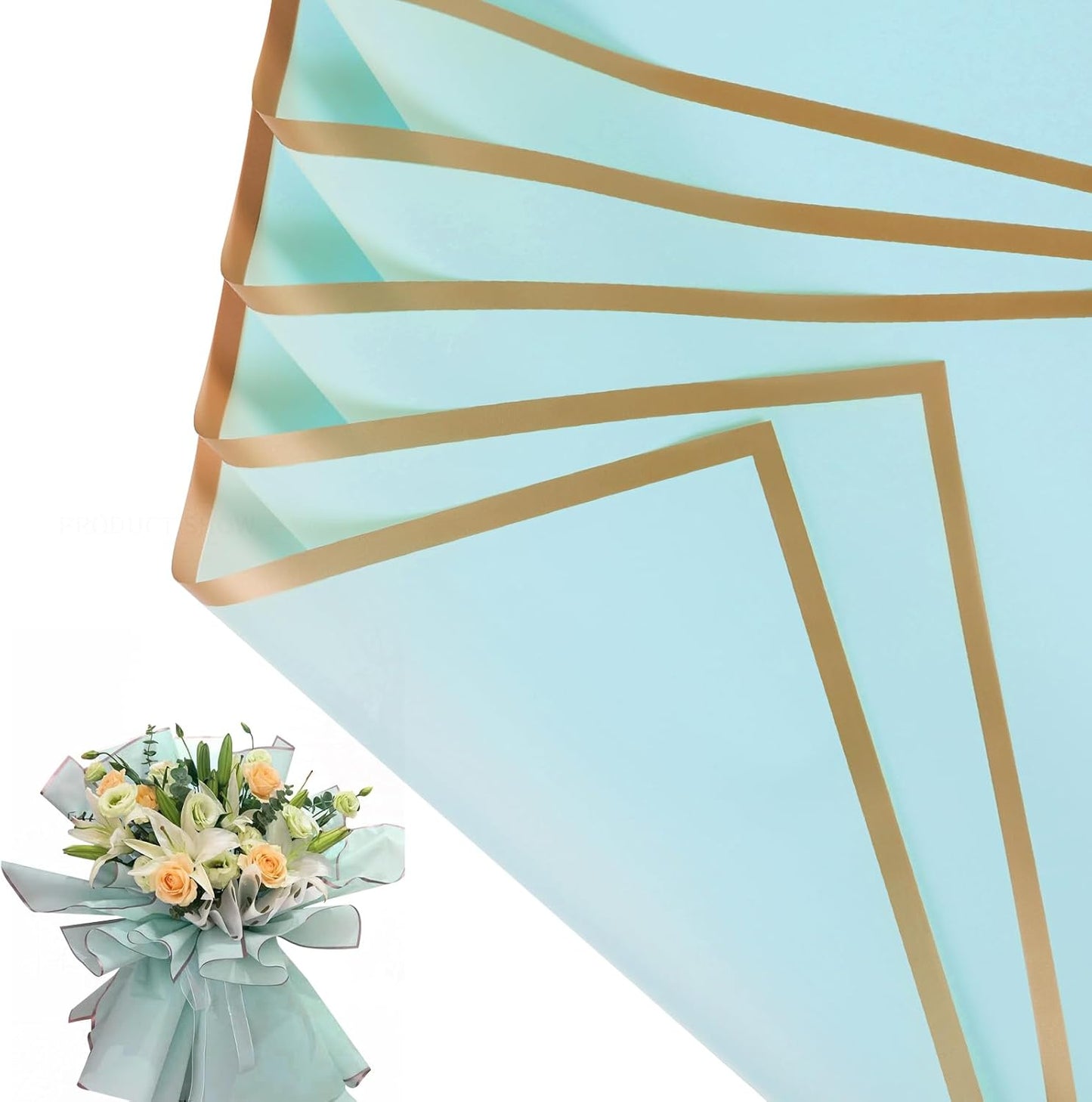 NESCCI 20 Sheet Flower Wrapping Paper - Waterproof Floral Bouquet Wrapping Paper, Florist Supplies Packaging Paper for Wedding Birthday Gift DIY (Light blue)