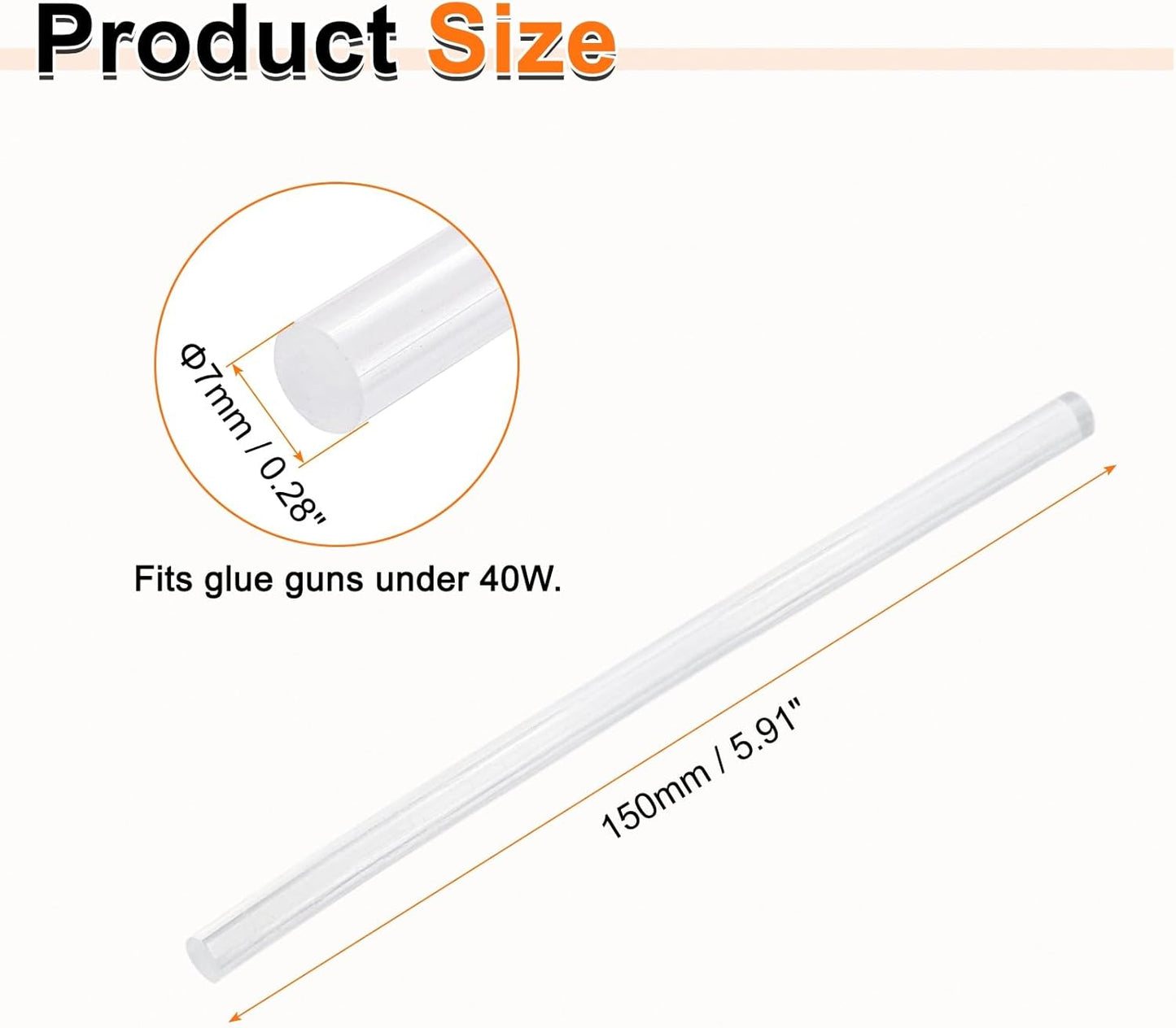 HARFINGTON 10pcs Hot Glue Sticks 0.28" Dia x 5.91" Long EVA Mini Hot Melt Adhesive Glue Stick for Hot Melt Gun Wood Plastic Glass Flowers Fabrics Foam, Clear