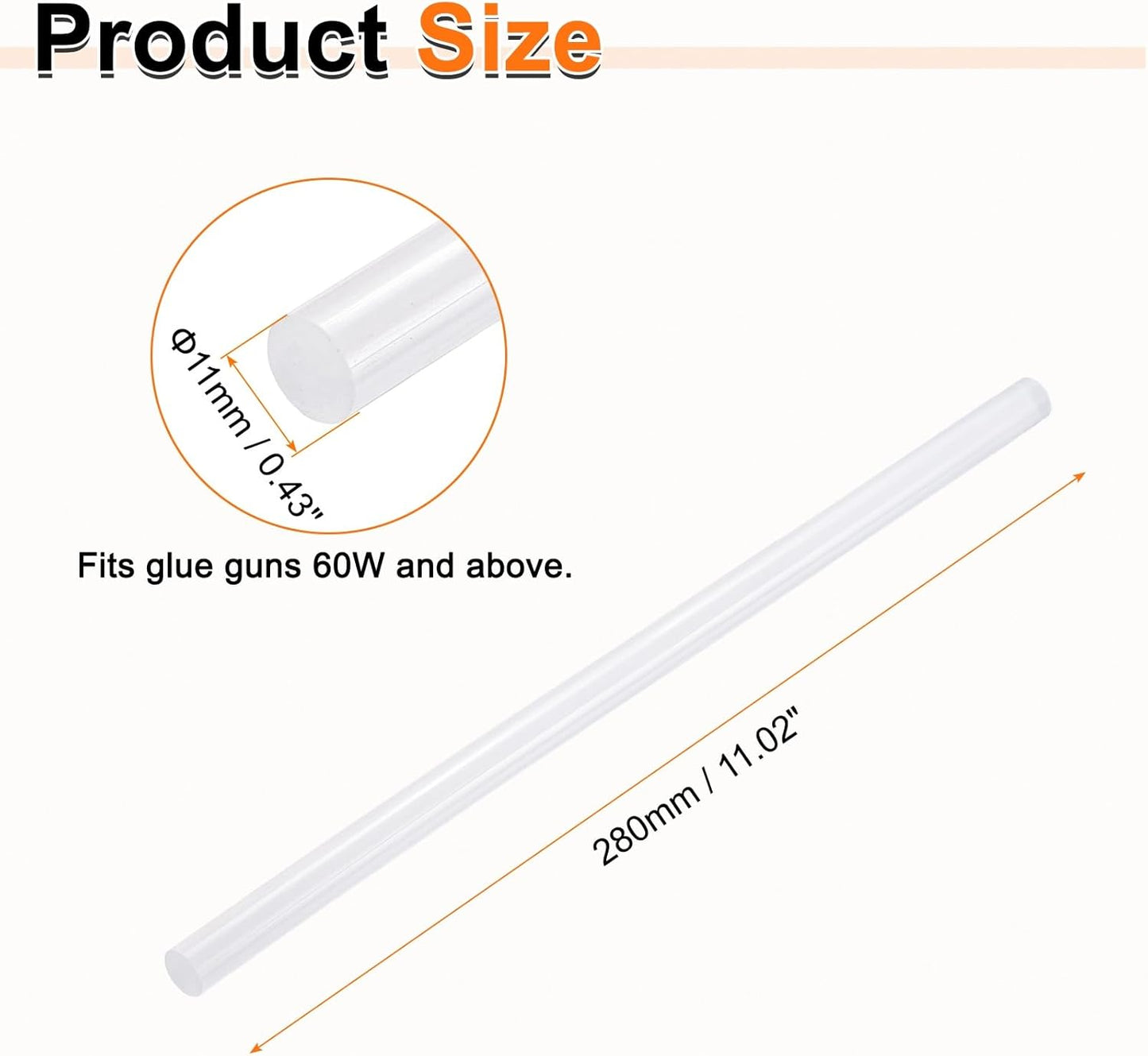 HARFINGTON 10pcs Hot Glue Sticks 0.43" Dia x 11.02" Long EVA Mini Hot Melt Adhesive Glue Stick for Hot Melt Gun Wood Plastic Glass Flowers Fabrics Foam, Clear