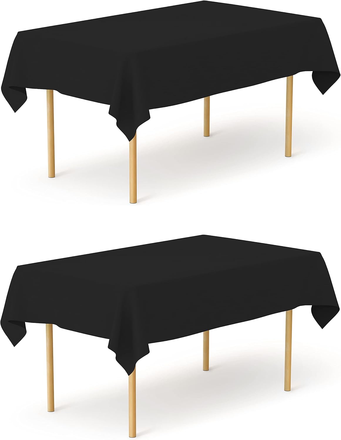 Pomp Black 60" x 102" Poplin Polyester Tablecloth (2 Pack) | Wrinkle + Stain Resistant Easy Care Premium Fabric | Fits 6FT Rectangle Table