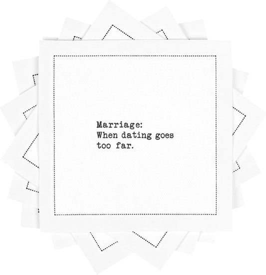 Five Star Napkins Marriage Quotes, White Cotton Cocktail Napkins, Beverage Napkins, Bar Napkins, Cloth Napkins, Party Napkins, Events, Holidays, Weddings, Birthdays, Disposable, 4.5" x 4.5"- (50x)
