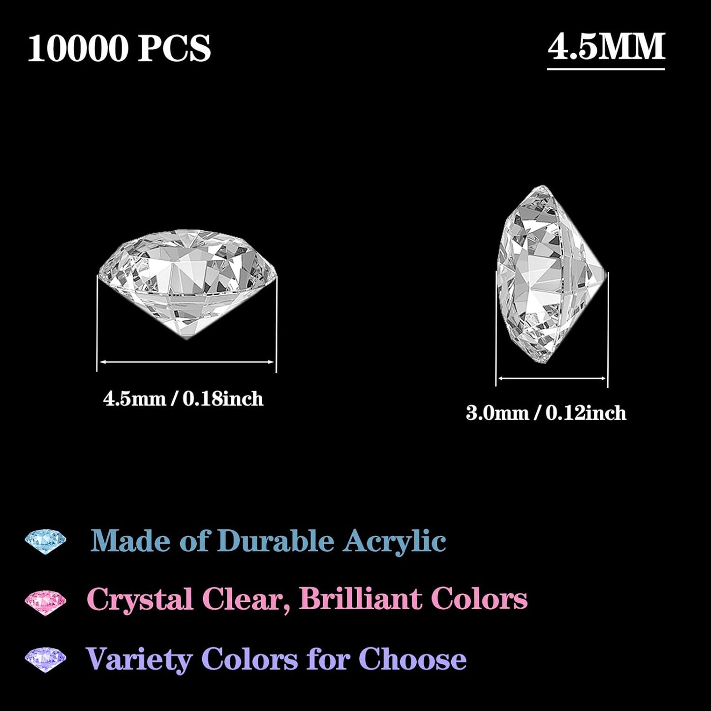10000Pcs Crystal Acrylic Diamond Fake Gems Vase Filler, 4.5mm Faux Diamonds for Table Scatter Wedding Party, Bridal Shower, Birthday Decoration, Pink