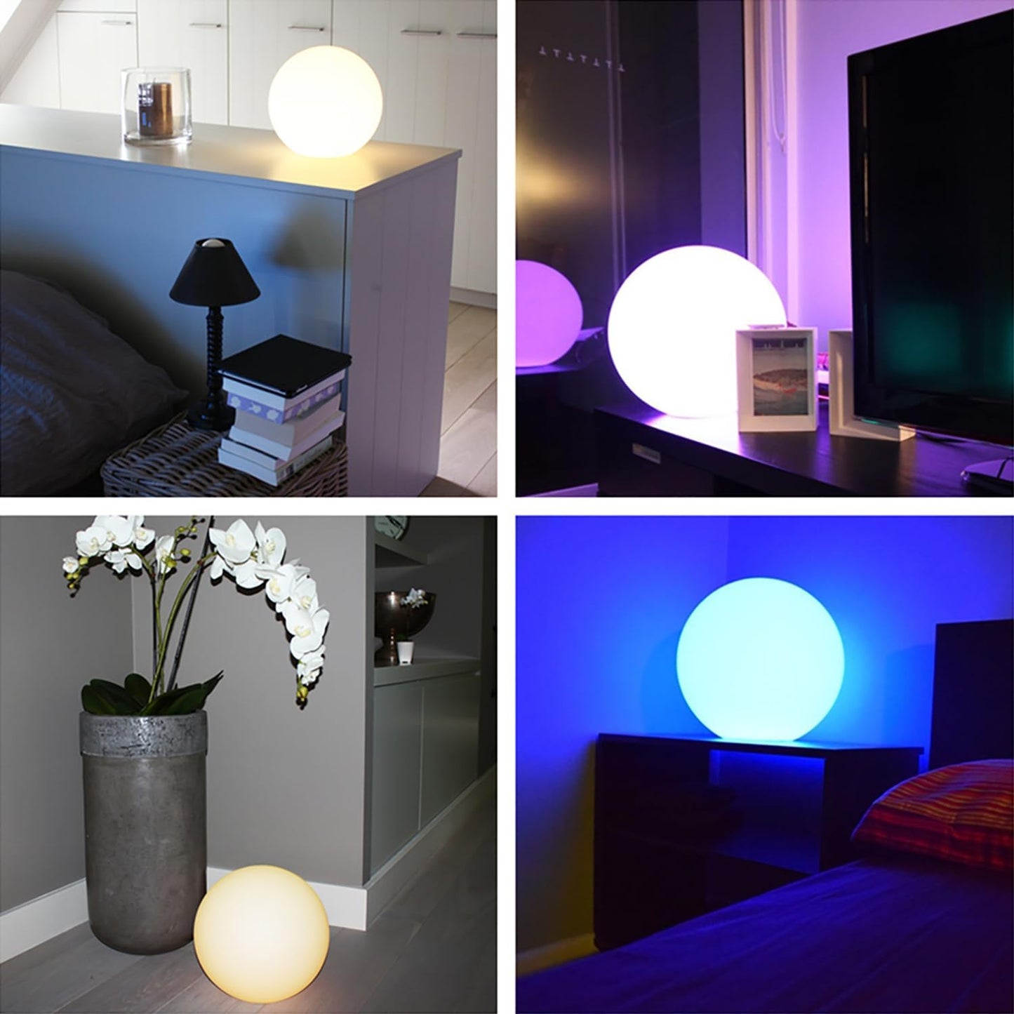 Mr.Go 10" Ultra-Fun Waterproof RGB Color-Changing LED Ball Light Orb Globe Lamp, Dimmable 16 Colors 4 Modes, Ideal for Kids Night Light Party Outdoor Pool Garden Patio Ambient Decorative Lighting