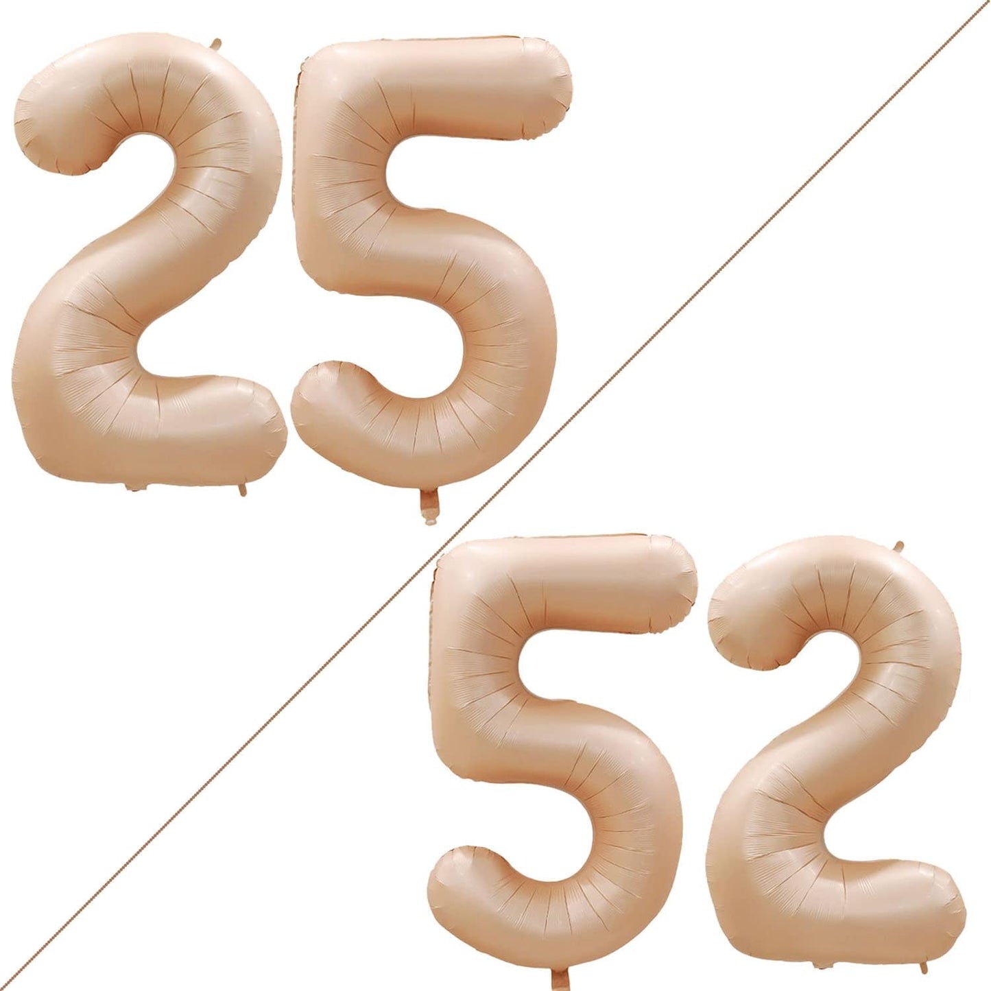 GOER Number 25 Balloons for 25th Birthday Party Decorations,42 Inch Jumbo Foil Helium 52 Balloons for 52nd Birthday Party Decoration (Caramel)