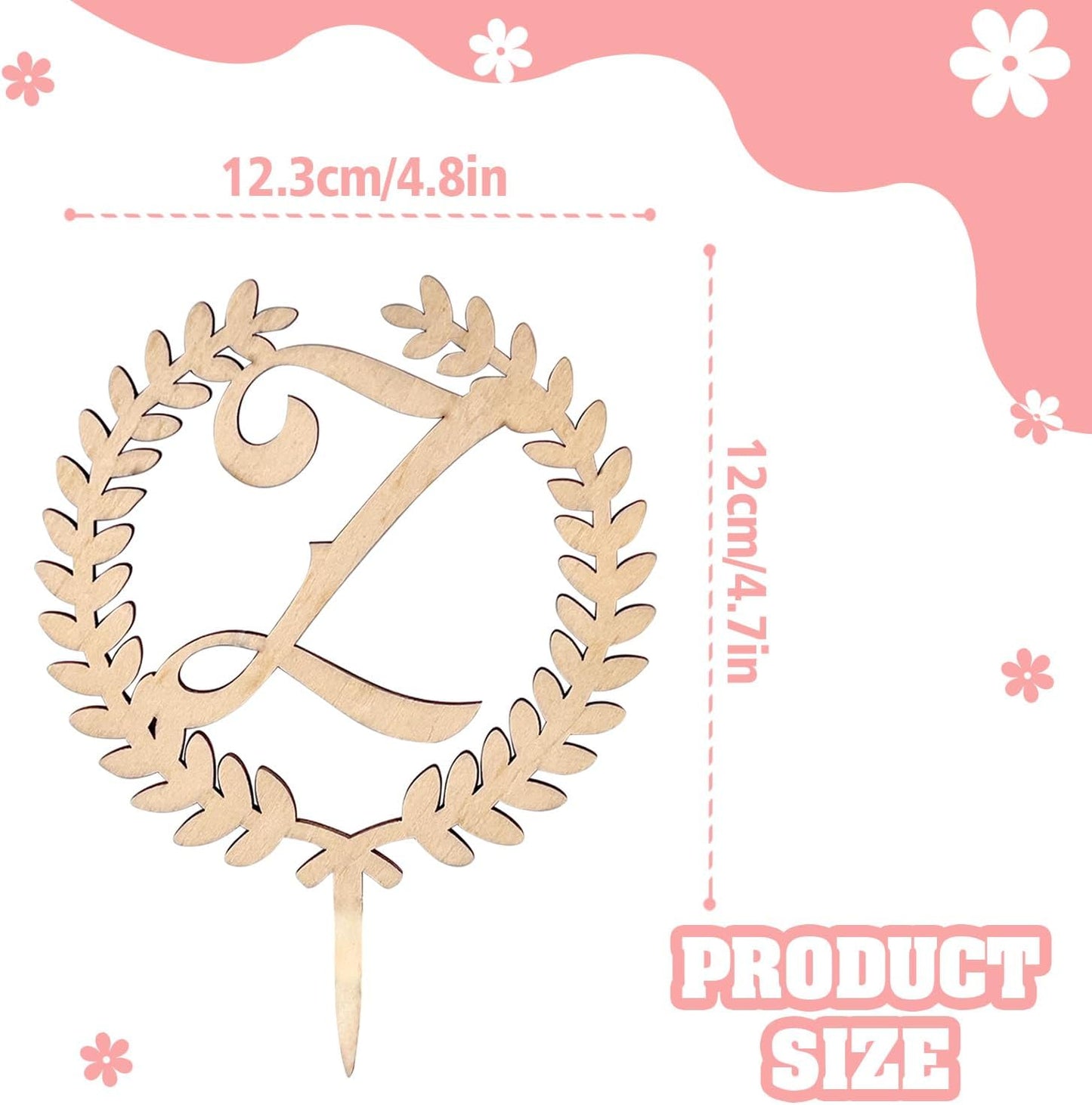 LINGTEER Personalized Inital Letter Z Wooden Cake Topper Perfect for Birthday Rustic Wedding Anniversary Keepsake Party Decoration