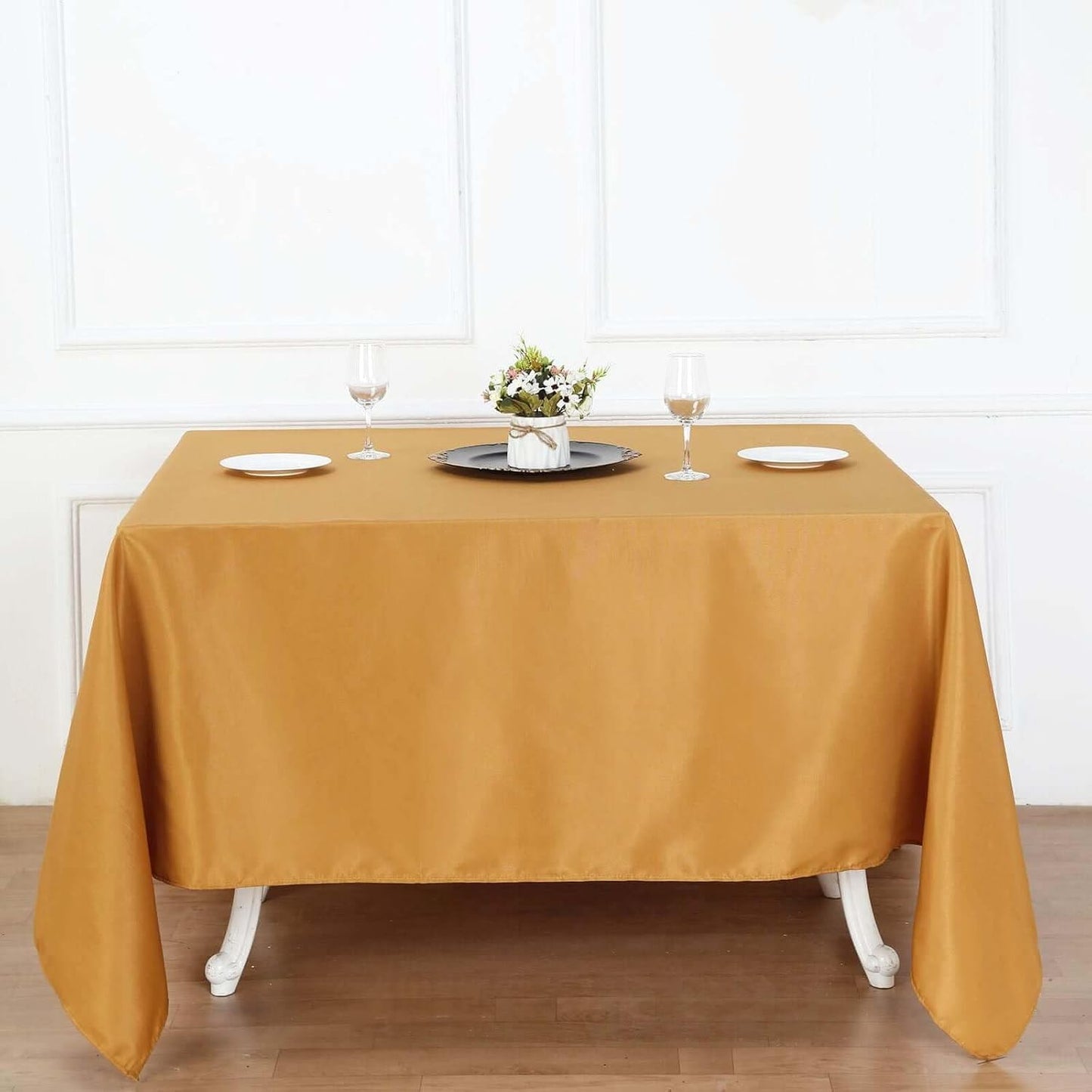 Efavormart 90" Gold Wholesale Linens Polyester Square Linen Tablecloth for Kitchen Dining Catering Wedding Birthday Party Events