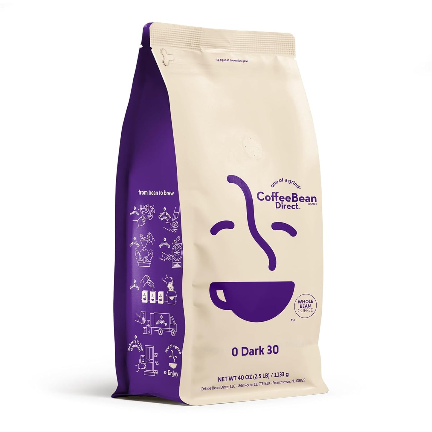 Coffee Bean Direct 0 Dark 30 Blend, Whole Bean Coffee, Mixed Roast Level, 2.5 Pound Bag (Pack of 1)