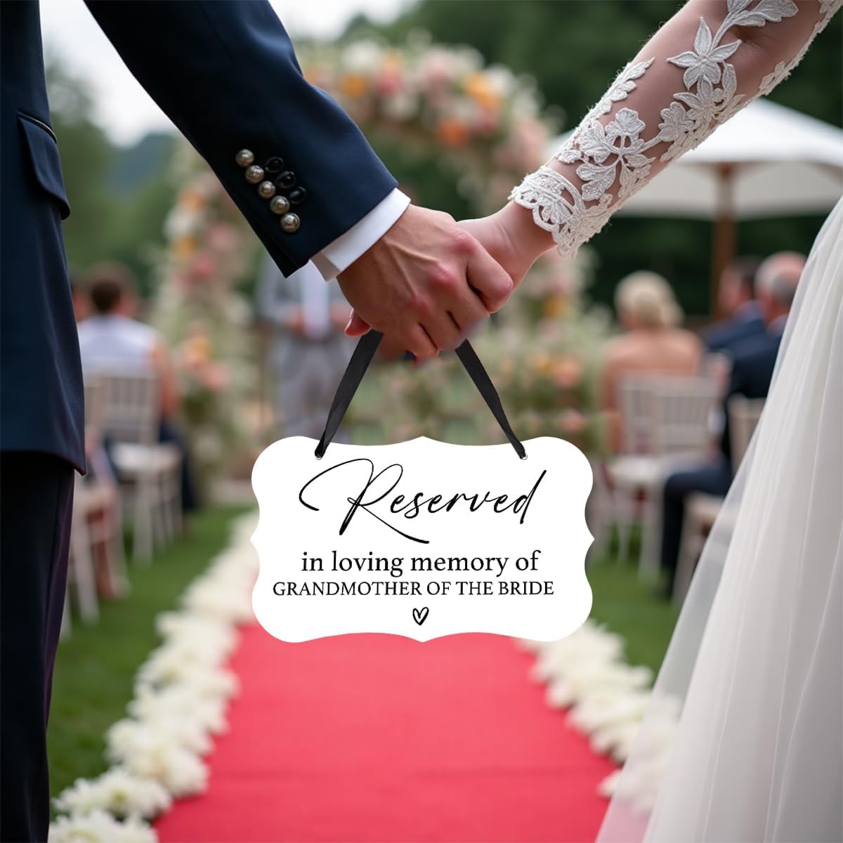 Acrylic Wedding Sign, Ring Bearer Sign, Reserved Seating Signs, for Grandmother of The Bride, Rustic Wedding Decor Signs, Acrylic Wall Art With Ribbon for Chairs Weddings Decor (White)