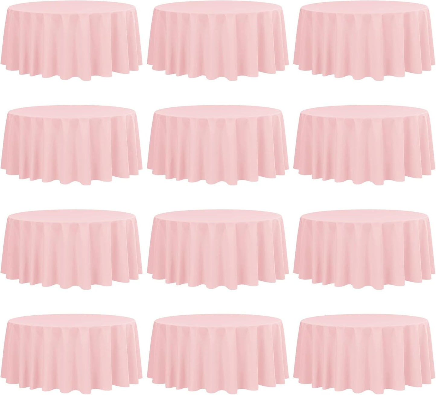 fani 12 Pack 90 Inch Round Tablecloth Pink Polyester Fabric Table Cloth for Round Table,Washable Table Cover for Wedding Party Dining Table Buffet Banquet Restaurant and Camping