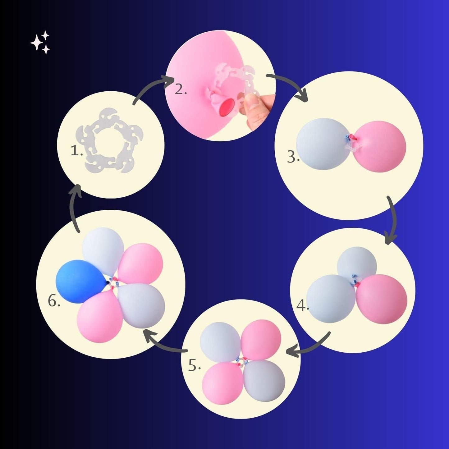 200PCS Balloon Arch Clips, Reusable Balloon Clips for Balloon Arch, Plastic Balloon Supplies for Stand, Balloon Garland Clips for Party Wedding Baby Shower Decorations