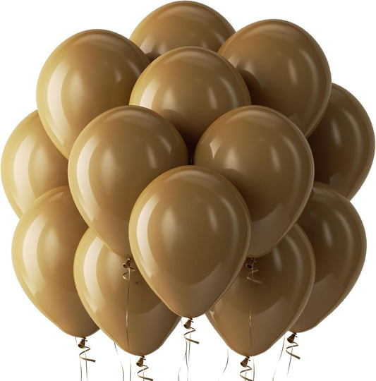 Bezente Brown Balloons Latex Party Balloons - 100 Pack 12 inch Round Helium Brown Balloons for Birthday Bridal Shower Wedding Graduation Anniversary Party Decorations