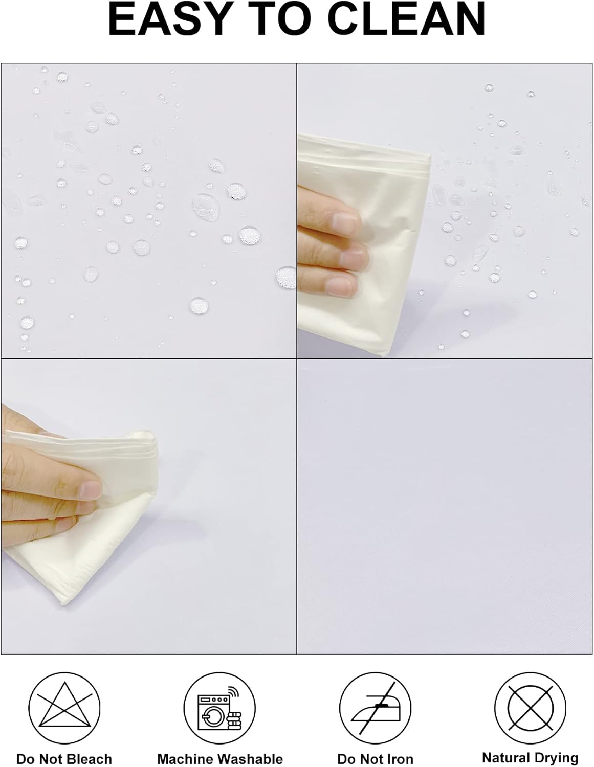 Fokitut 2 Pack Waterproof Round Tablecloth, 108 Inch, Stain Resistant and Wrinkle Polyester Table Cloth, Fabric Table Cover for Kitchen Dining, Wedding, Party, Holiday Dinner-White