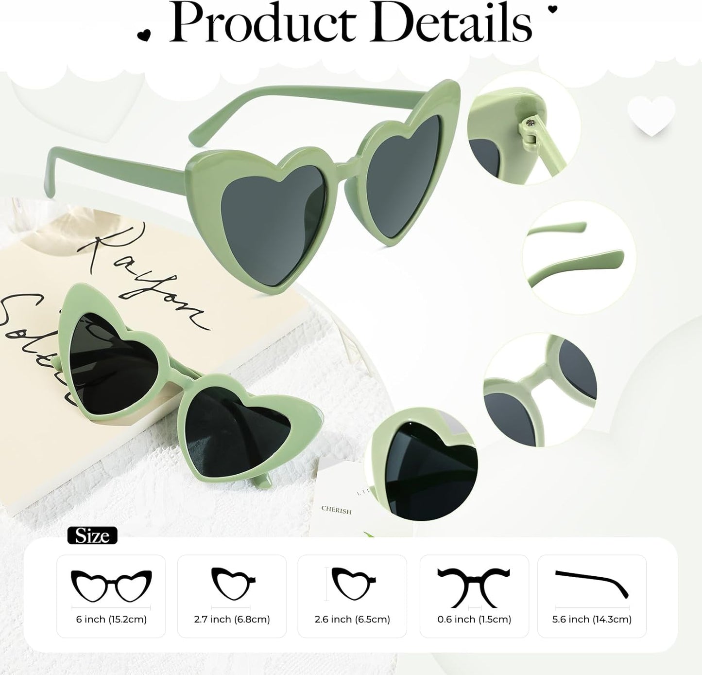 YOGFIT Heart Sunglasses for Women Fashion Classic Love Eye Protection Sunglasses Vintage Cute Heart Sunglasses