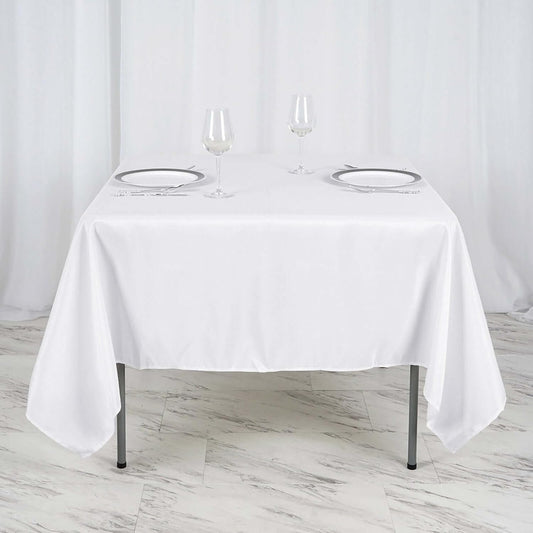 Efavormart Premium Polyester Square Table Overlay 70"x70" White - 220GSM Wrinkle-Resistant Table Topper for Weddings & Parties