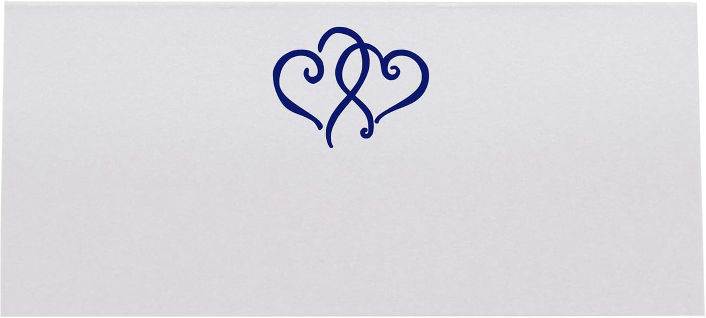 Linked Hearts Place Cards, Navy (Choose Color), Set of 150, Pre-cut and Scored - Wedding, Party, Dinner, and Special Events - Made in the USA