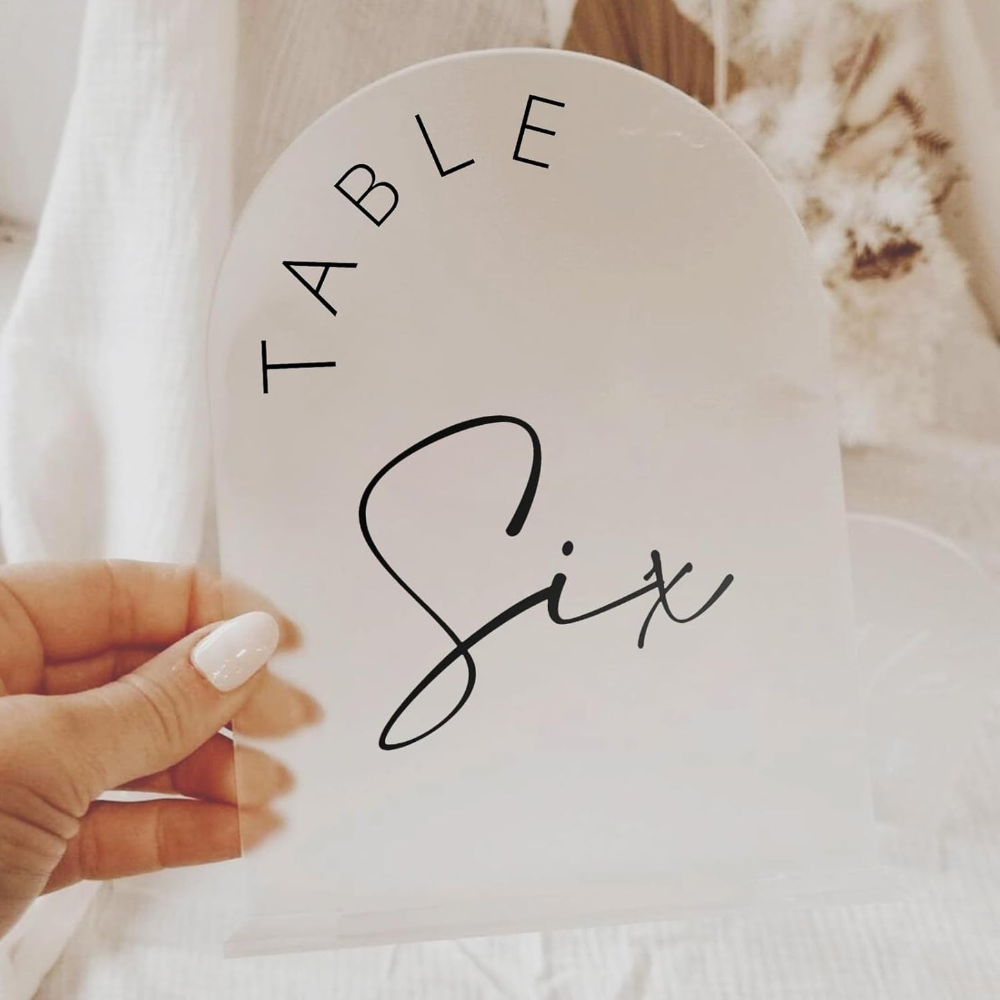 JINMURY Frosted Arch Wedding Table Numbers 1-10 with Stands, 5x7 Inch Frosted Arch Acrylic Sign with Black Letters, Arched Acrylic Table Numbers for Wedding Reception