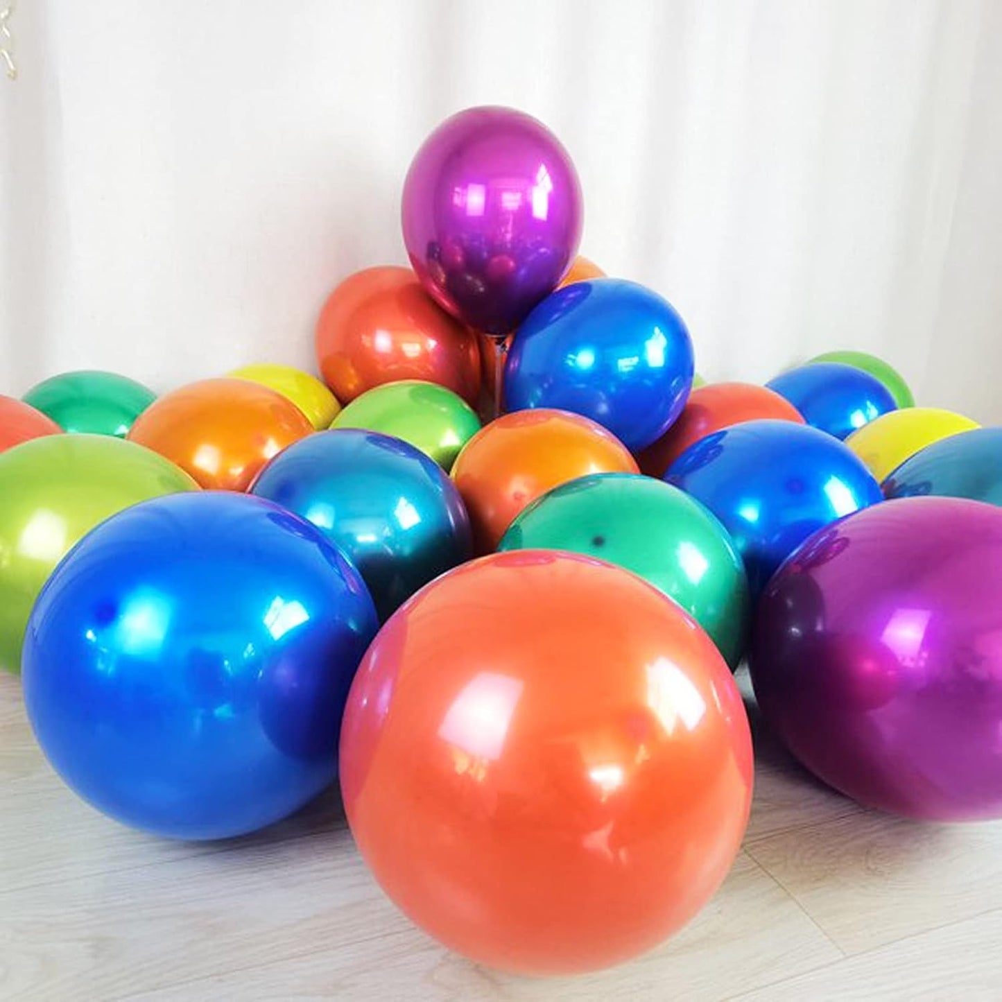 Chrome Orange Balloons, 50 PCS 10 Inch Double-Layered Metallic Dark Orange Balloons, Shiny Thick Chrome Metallic Burnt Orange Latex Helium Balloons for Birthday Wedding Graduation Party Decoration