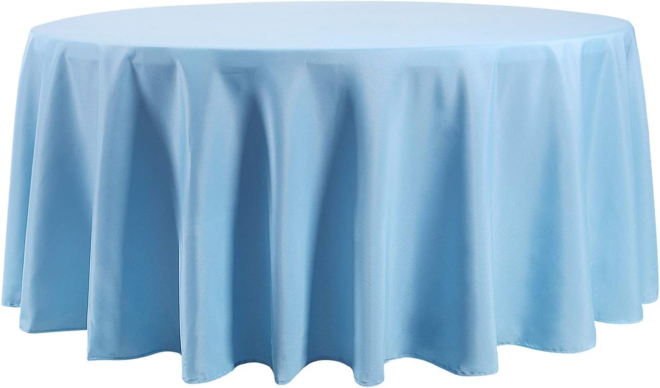 108 inch Round Tablecloth Washable Polyester Table Cloth Decorative Table Cover for Wedding Party Dining Banquet（108 inch,Blue Mist）