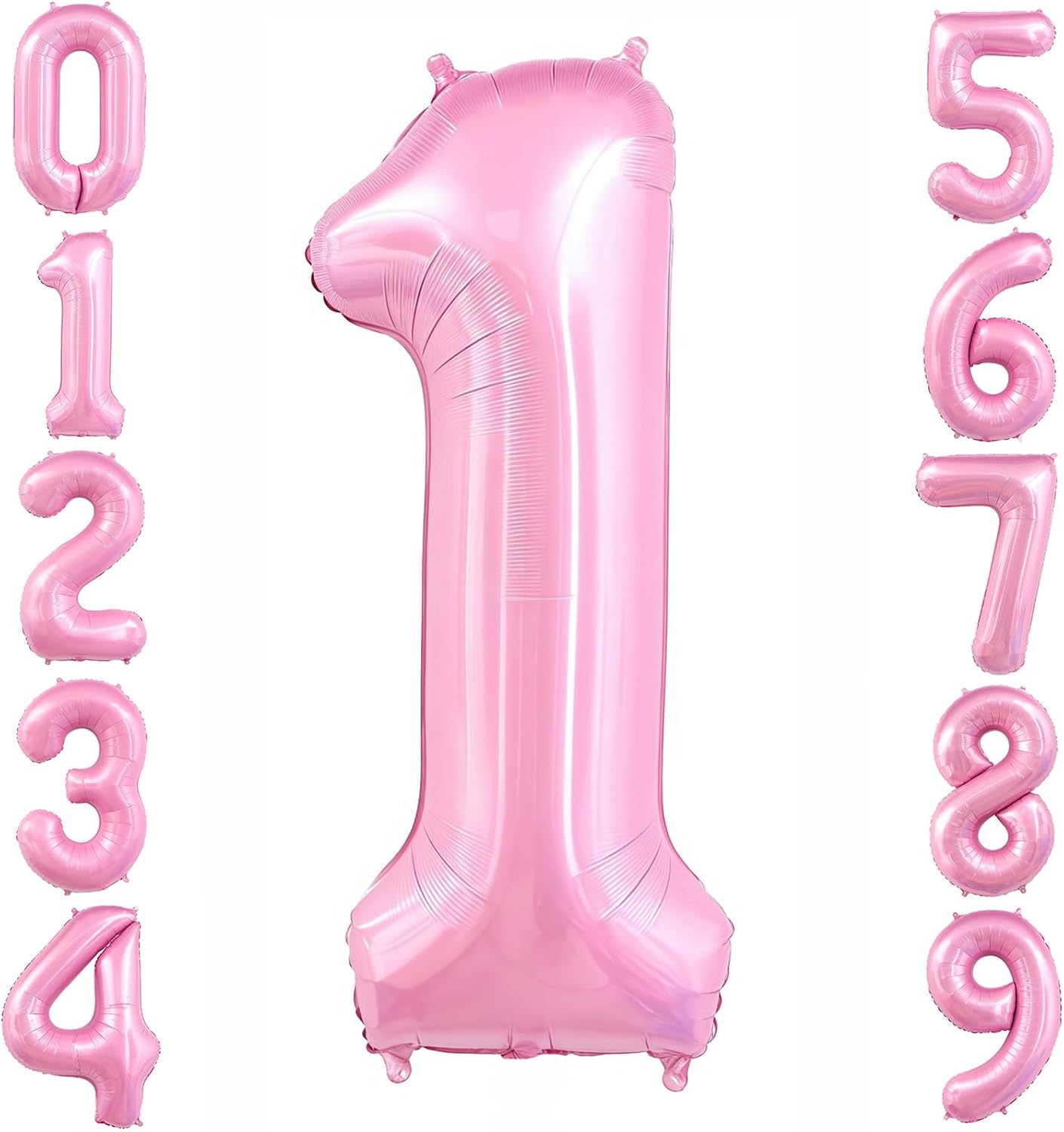 Pastel Pink 1 Balloon,Light Pink 1 Balloons Number,40 Inch Helium Foil Mylar Number 1 Balloon for Birthday Party