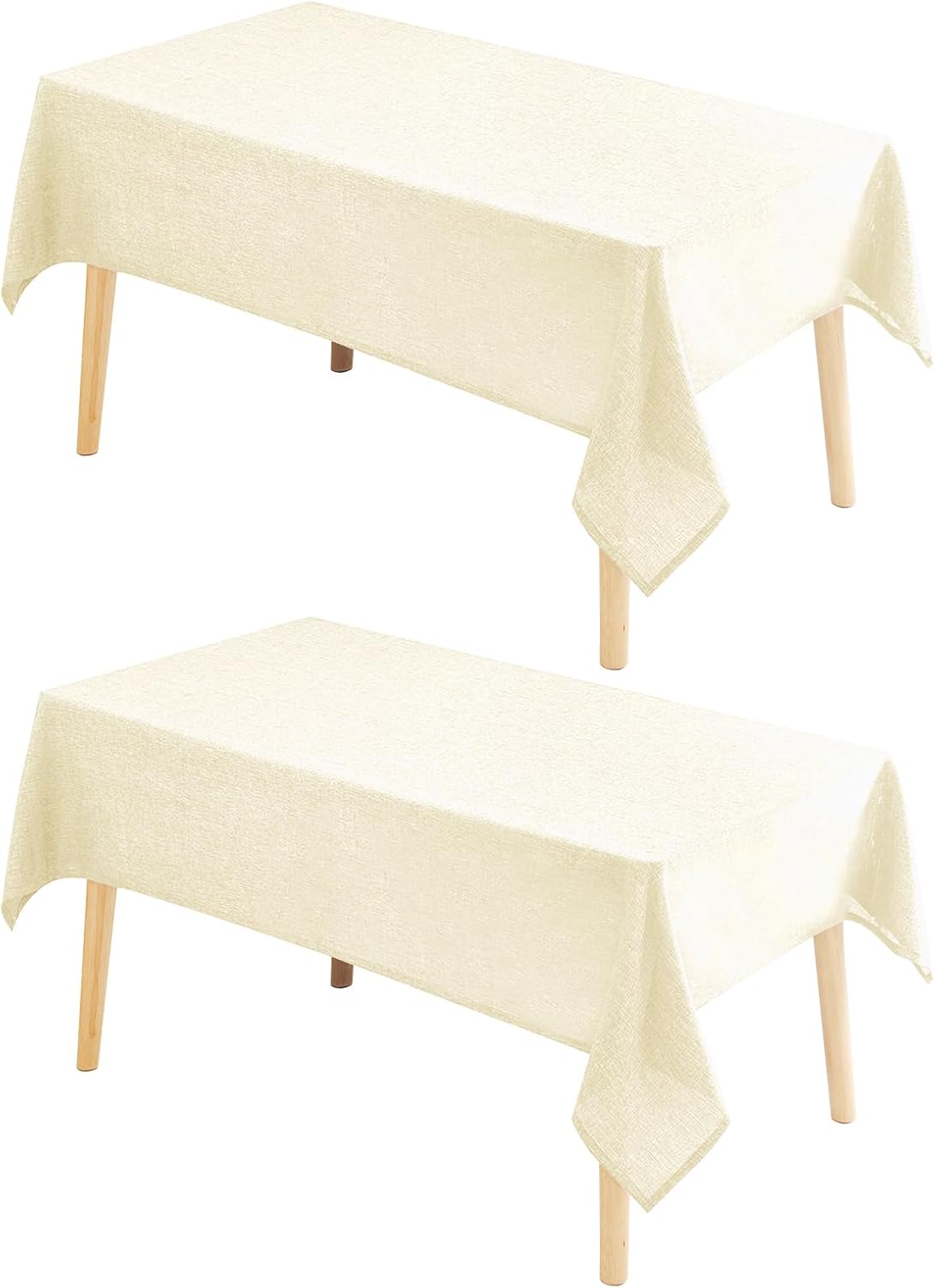 Hiasan 2 Pack Faux Linen Rectangle Tablecloth - Wrinkle and Stain Resistant Washable Table Cloth for Kitchen Dining Room Holiday Table Cover for Party Dinner, Champagne, 54 x 108 Inch