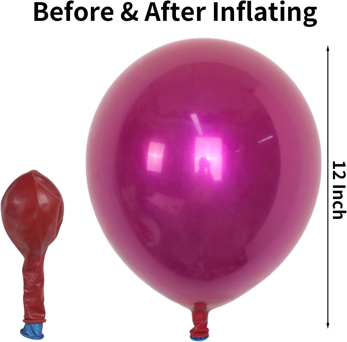 Chrome Fuchsia Balloons 12 Inch, Double-Layered Metallic Fuchsia Pink Balloons, Shiny Thick Chrome Metallic Magenta Latex Helium Fuchsia Balloons Magenta Balloons for Birthday Wedding Party Decoration