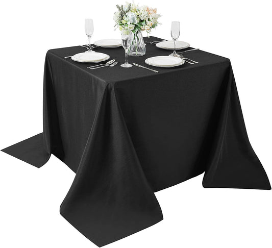 Cupuamon Square Tablecloth 90x90 inch Washable Polyester Fabric Table Cloth for Wedding Party Dining Banquet Decoration（90x90,Black）