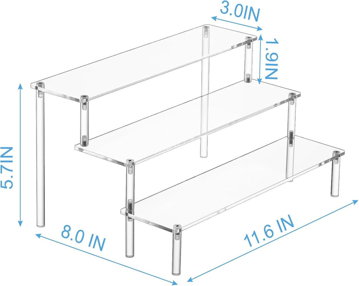 Large Acrylic Display Risers, Perfume Stand Organizer, Clear Acrylic Shelf Risers for Display Stands for Food, Tabletop Use, Amiibo Funko POP Figure, 3 Tier Clear Cupcake Stand Risers