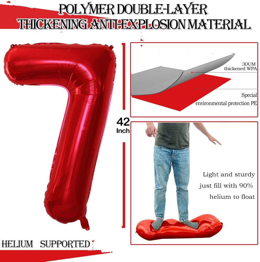 GOER Number 70 Balloons for 70th Birthday Party Decorations,42 Inch Jumbo Foil Helium Balloons for 70th Anniversary (Red)